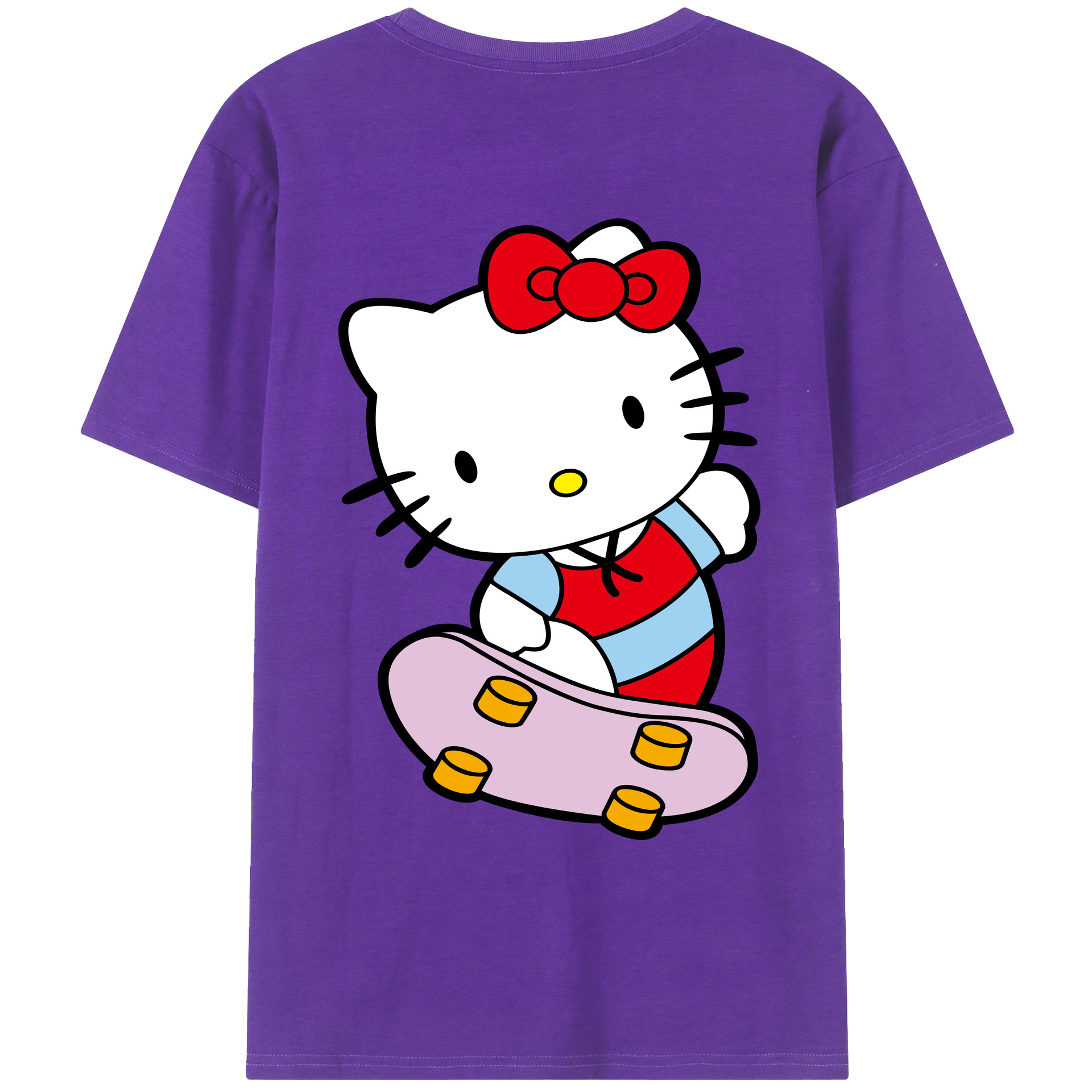 （画像用） Hello Kitty ハローキティ 綿100％ メンズ半袖Tシャツ（バックプリント） 通気性