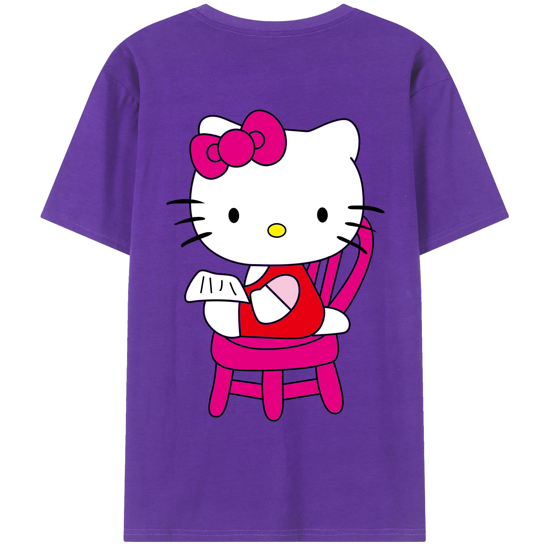 （画像用） Hello Kitty ハローキティ 綿100％ メンズ半袖Tシャツ（バックプリント） 通気性