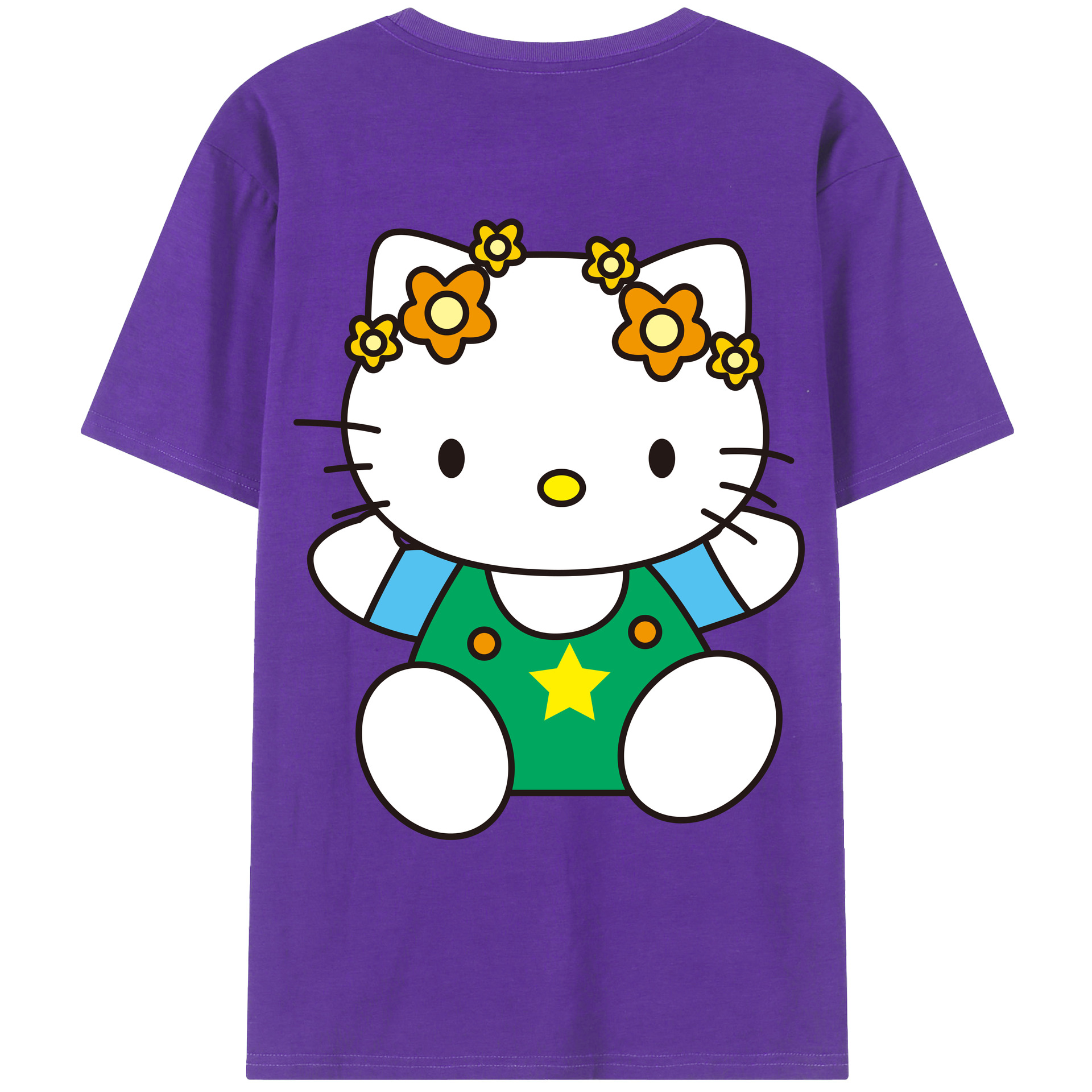 （画像用） Hello Kitty ハローキティ 綿100％ メンズ半袖Tシャツ（バックプリント） 通気性