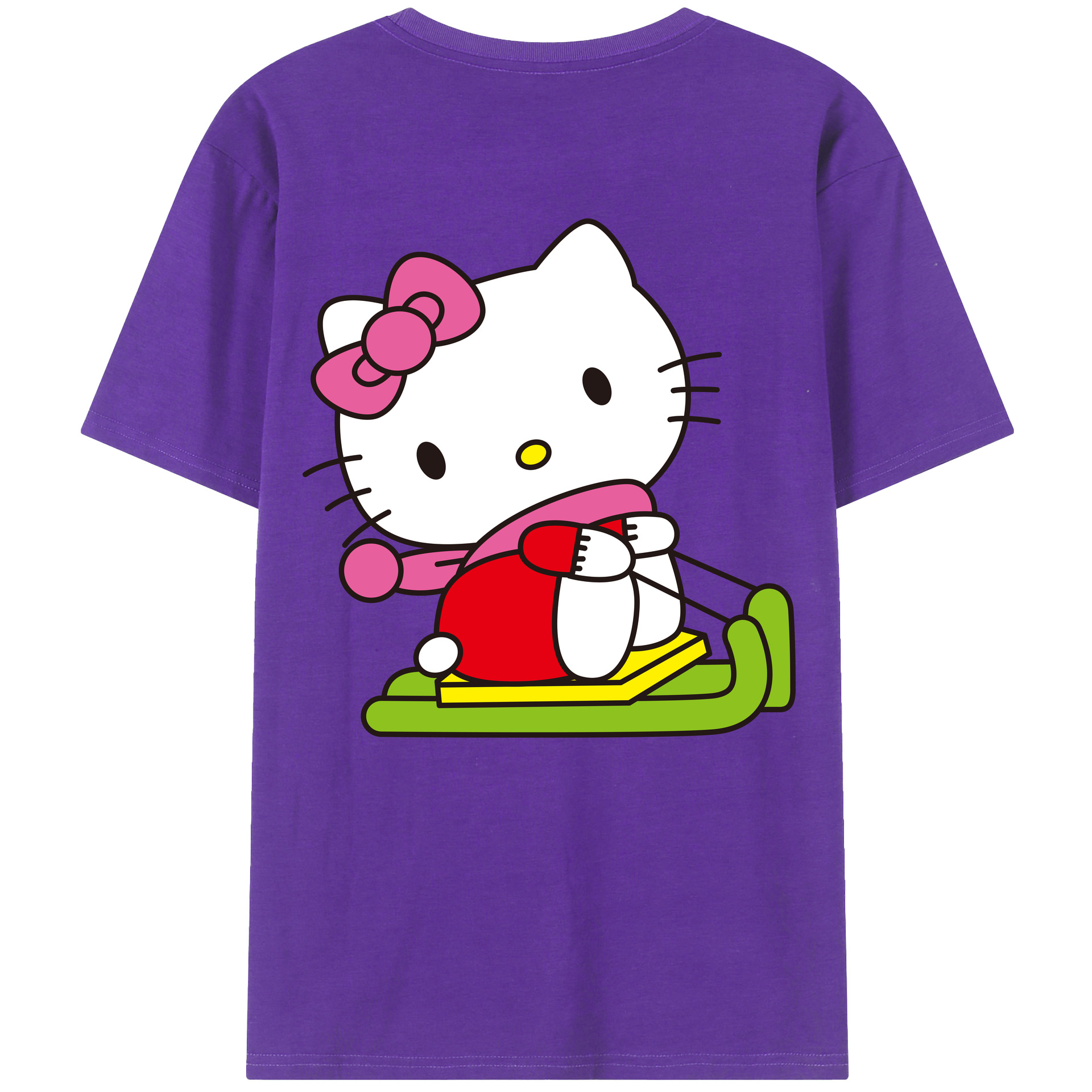 （画像用） Hello Kitty ハローキティ 綿100％ メンズ半袖Tシャツ（バックプリント） 通気性