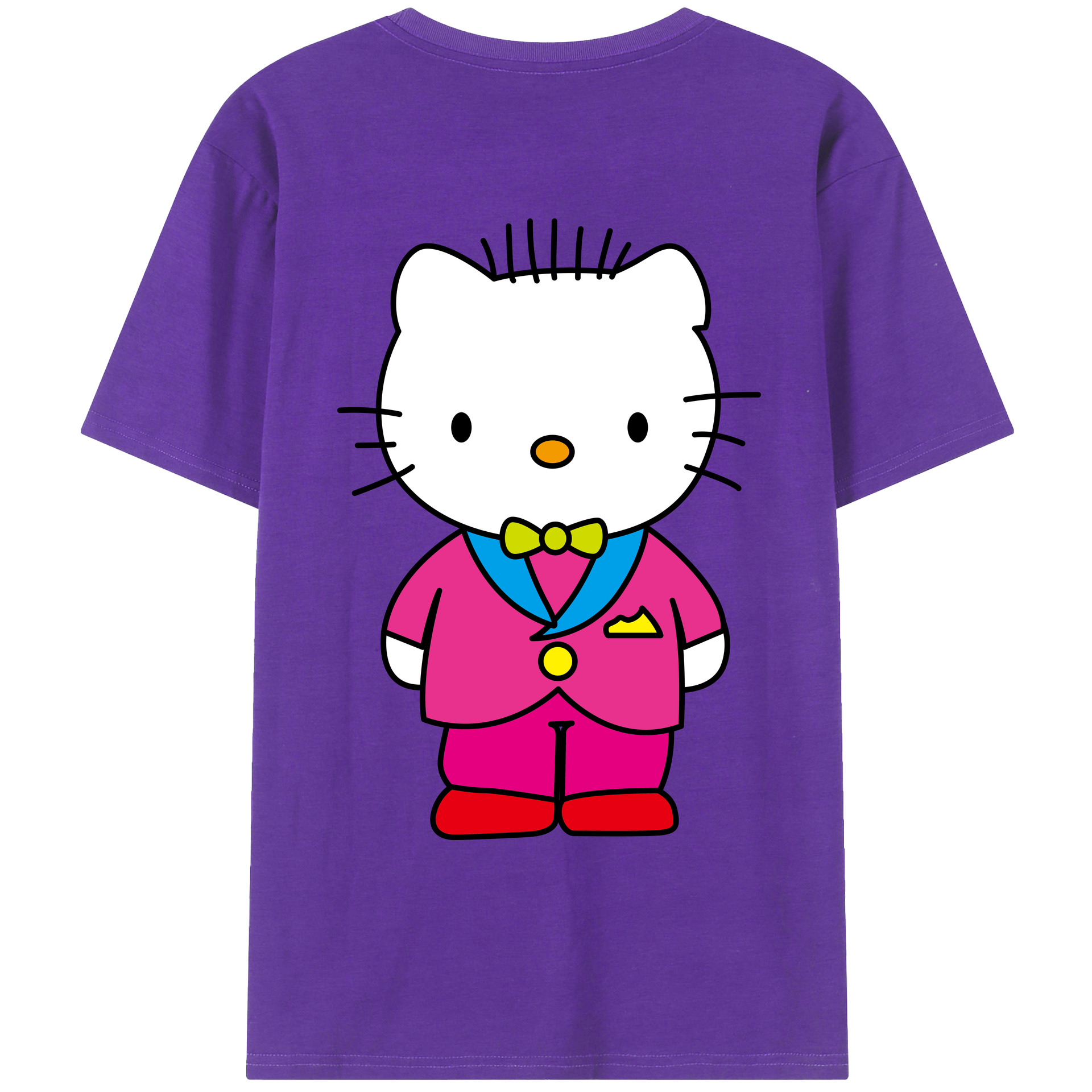 （画像用） Hello Kitty ハローキティ 綿100％ メンズ半袖Tシャツ（バックプリント） 通気性