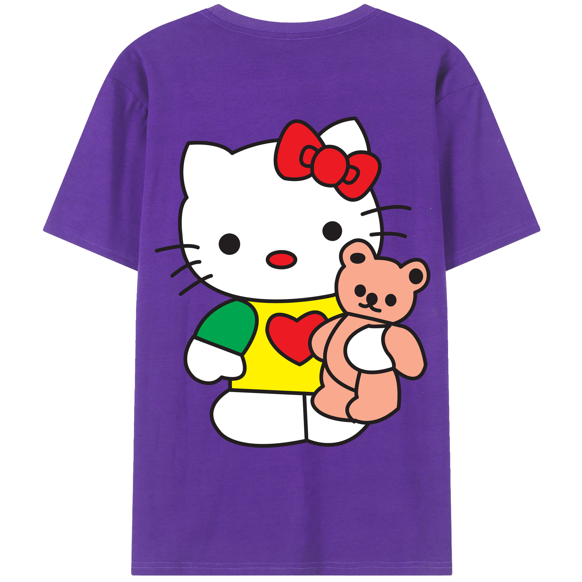 （画像用） Hello Kitty ハローキティ 綿100％ メンズ半袖Tシャツ（バックプリント） 通気性