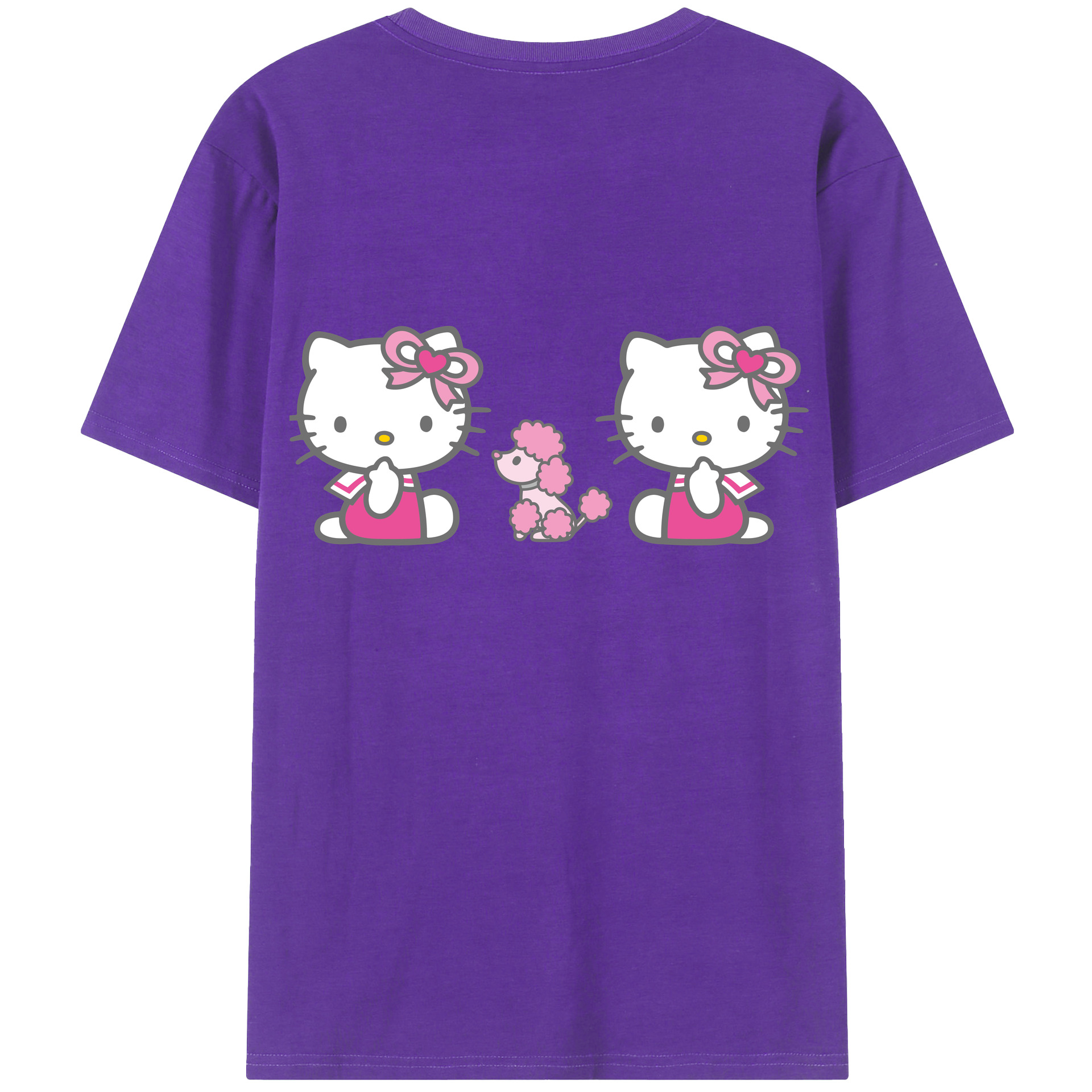 （画像用） Hello Kitty ハローキティ 綿100％ メンズ半袖Tシャツ（バックプリント） 通気性