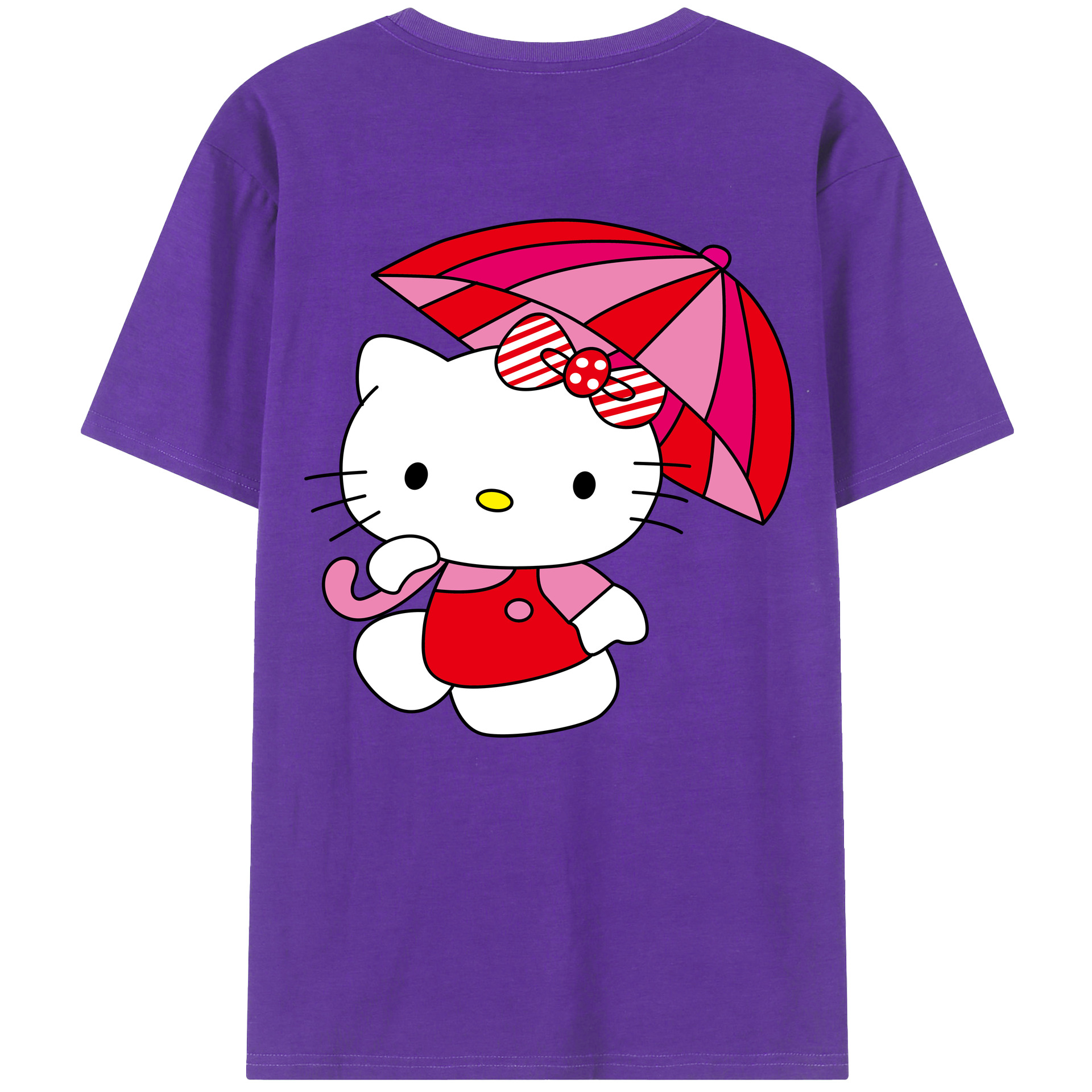 （画像用） Hello Kitty ハローキティ 綿100％ メンズ半袖Tシャツ（バックプリント） 通気性