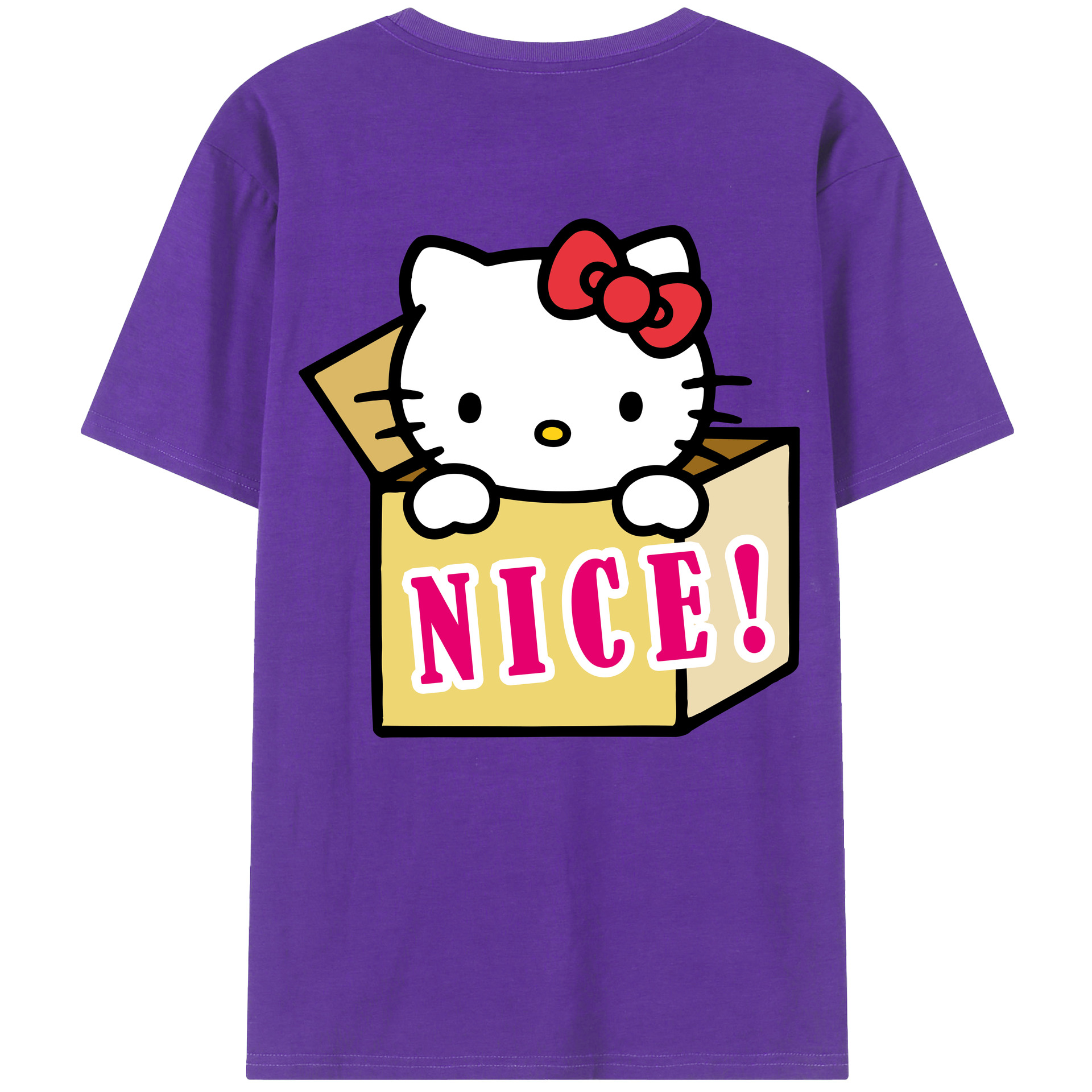 （画像用） Hello Kitty ハローキティ 綿100％ メンズ半袖Tシャツ（バックプリント） 通気性
