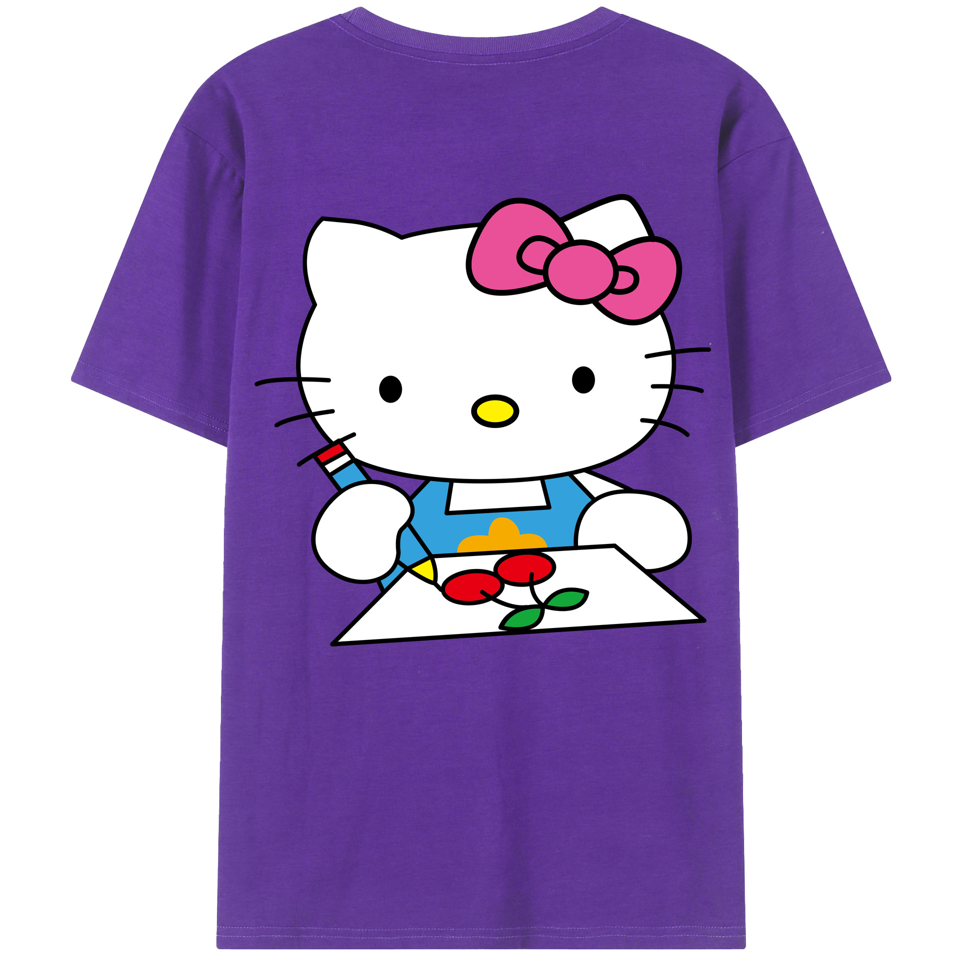 （画像用） Hello Kitty ハローキティ 綿100％ メンズ半袖Tシャツ（バックプリント） 通気性