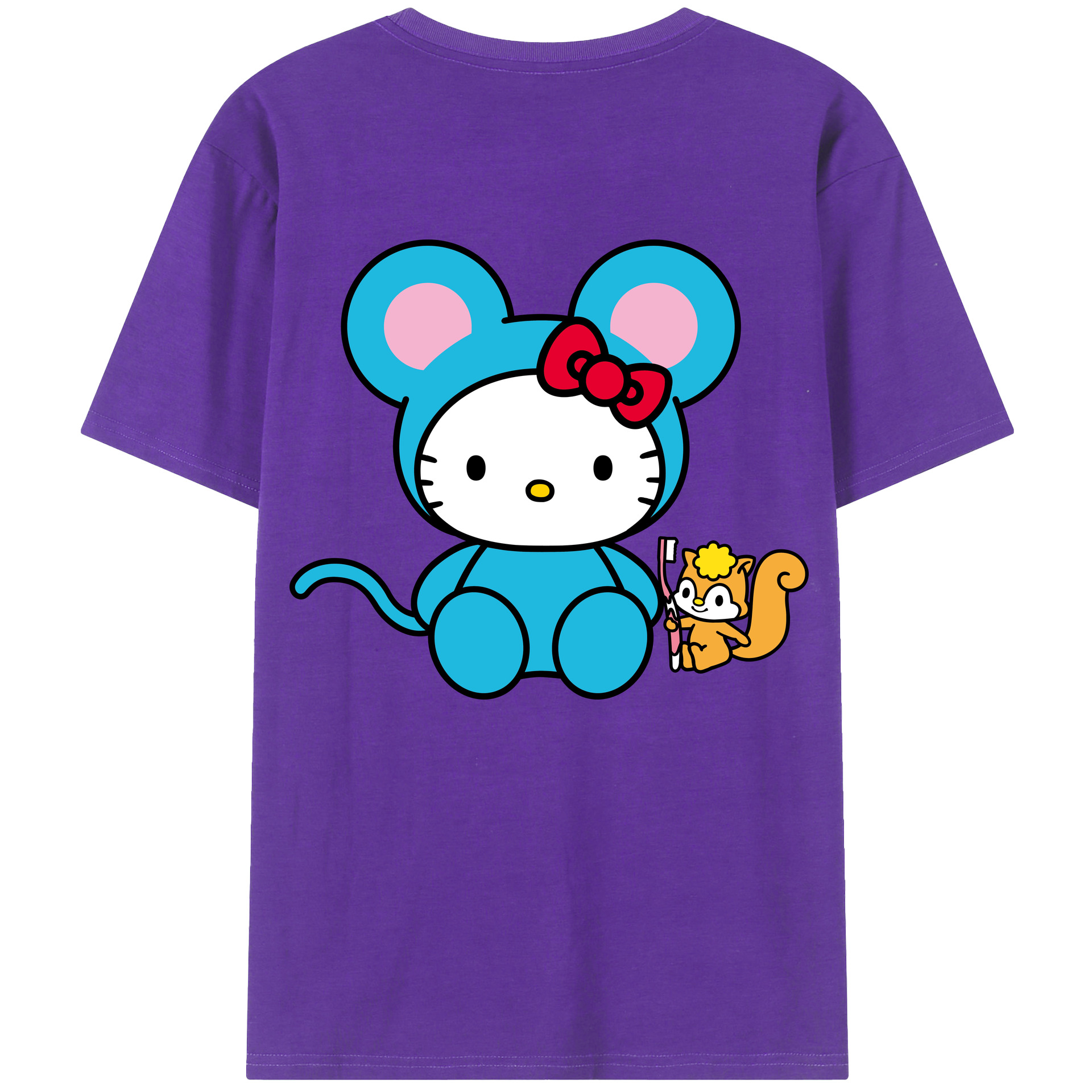 （画像用） Hello Kitty ハローキティ 綿100％ メンズ半袖Tシャツ（バックプリント） 通気性
