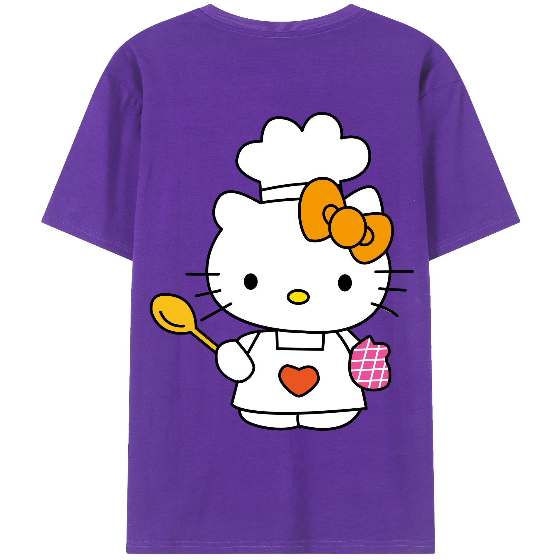 （画像用） Hello Kitty ハローキティ 綿100％ メンズ半袖Tシャツ（バックプリント） 通気性