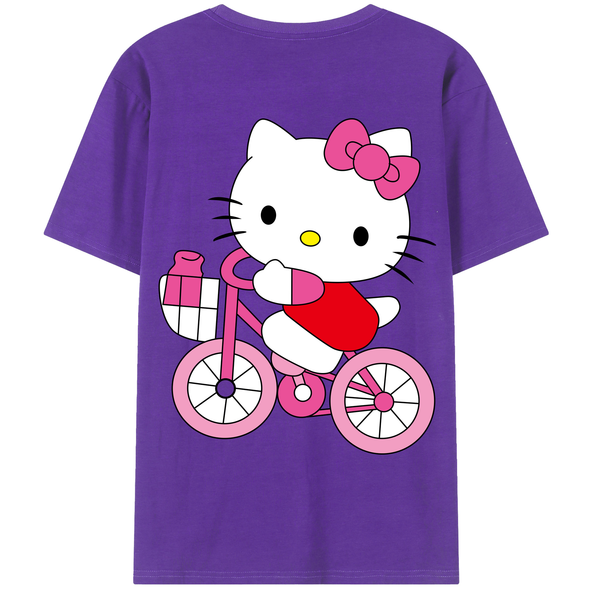 （画像用） Hello Kitty ハローキティ 綿100％ メンズ半袖Tシャツ（バックプリント） 通気性
