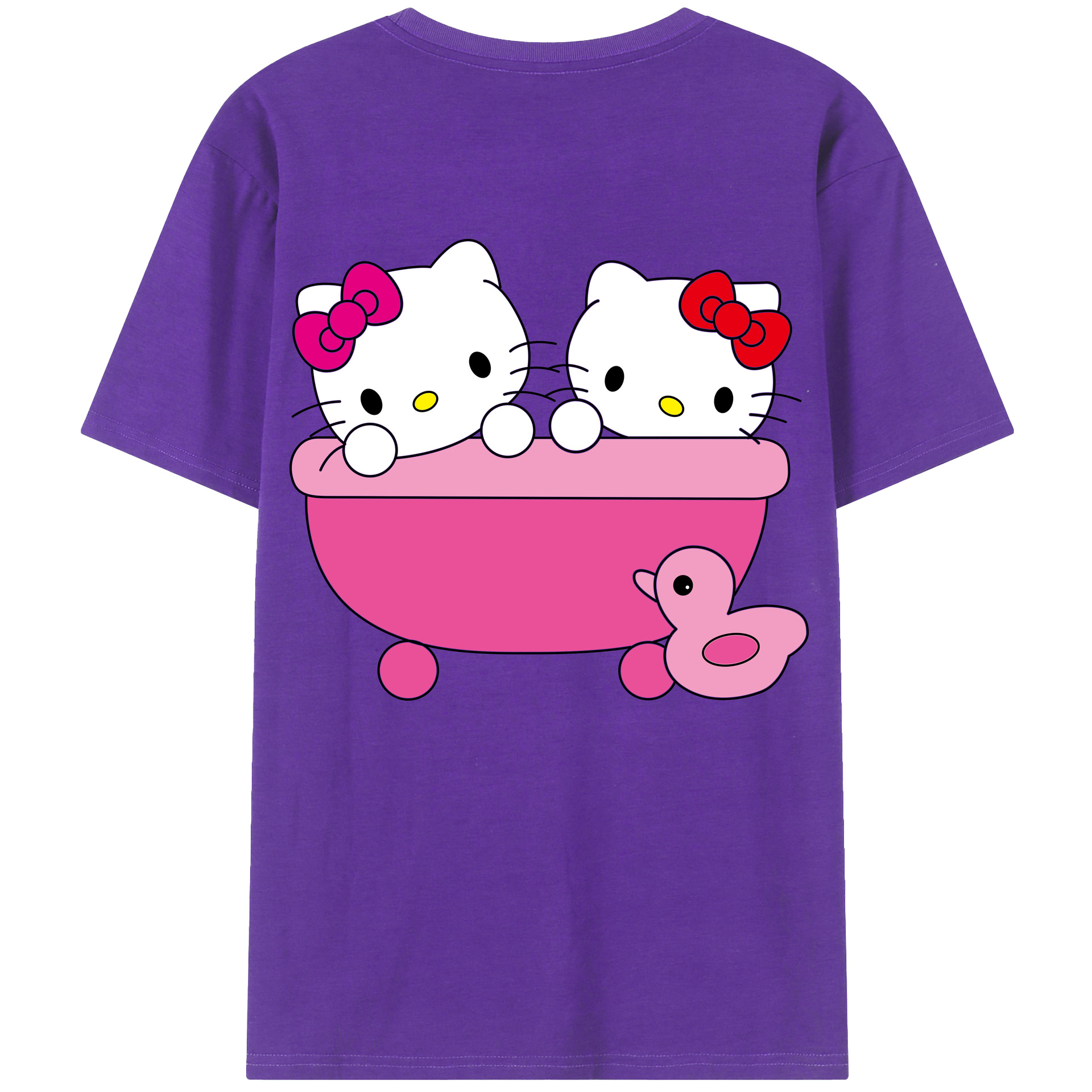 （画像用） Hello Kitty ハローキティ 綿100％ メンズ半袖Tシャツ（バックプリント） 通気性