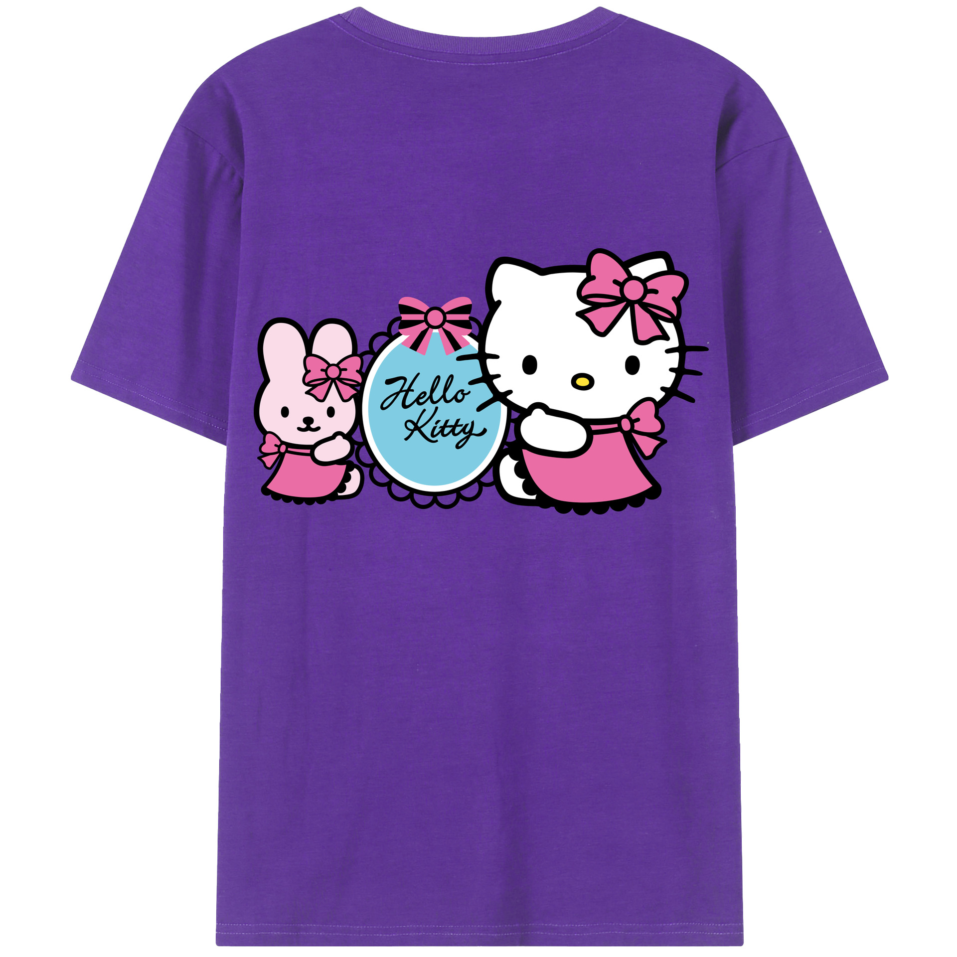 （画像用） Hello Kitty ハローキティ 綿100％ メンズ半袖Tシャツ（バックプリント） 通気性