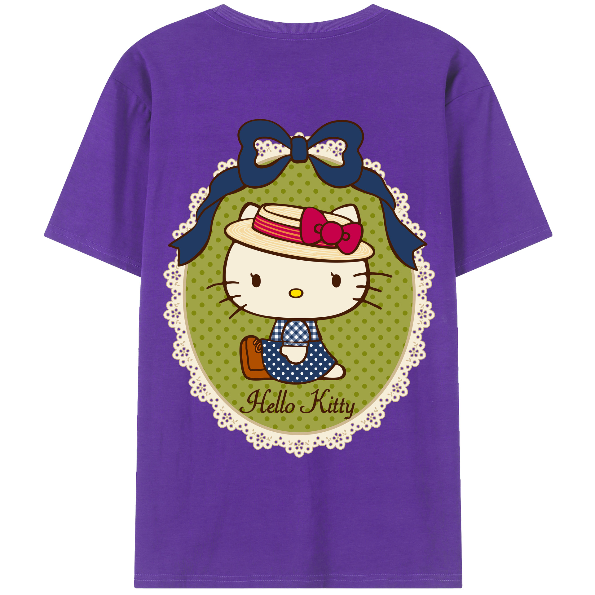 （画像用） Hello Kitty ハローキティ 綿100％ メンズ半袖Tシャツ（バックプリント） 通気性