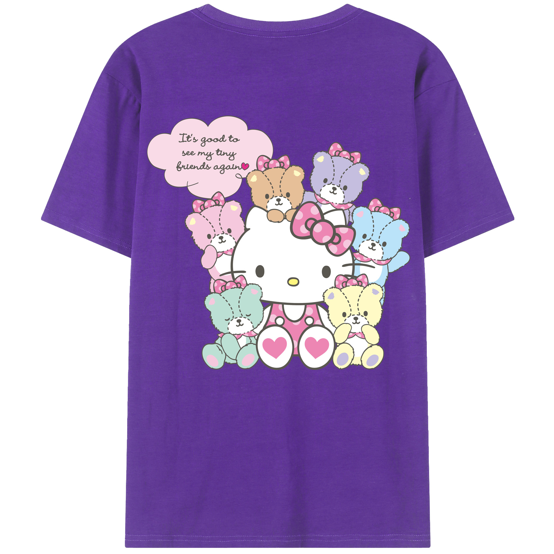 （画像用） Hello Kitty ハローキティ 綿100％ メンズ半袖Tシャツ（バックプリント） 通気性