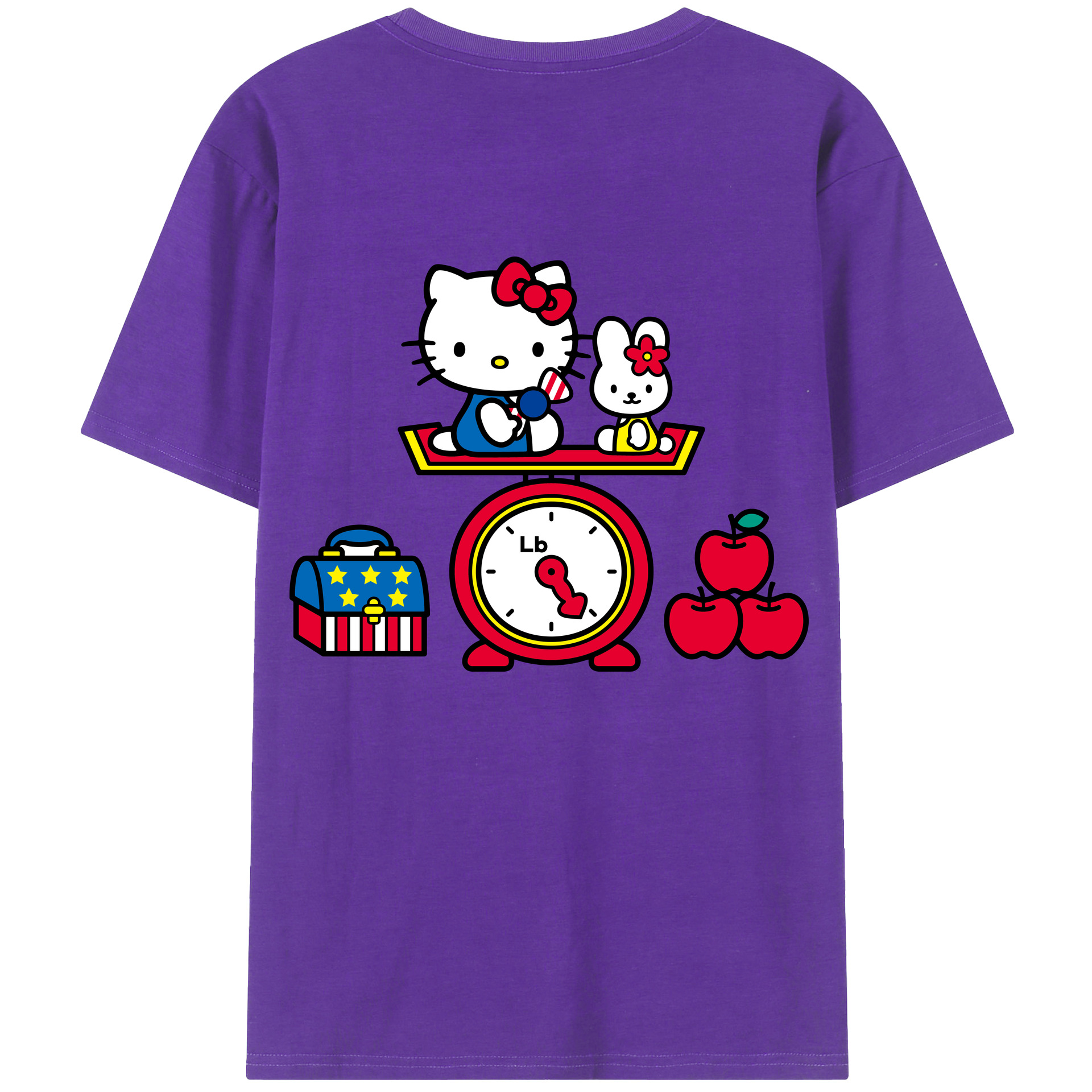 （画像用） Hello Kitty ハローキティ 綿100％ メンズ半袖Tシャツ（バックプリント） 通気性