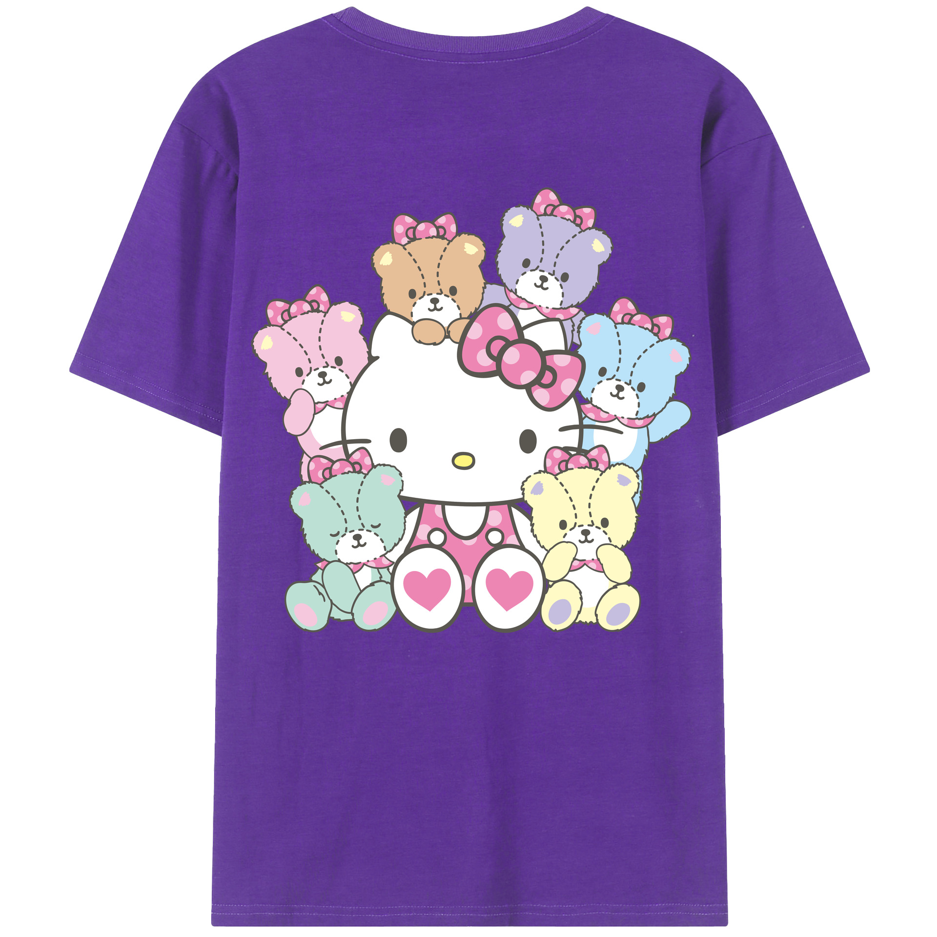 （画像用） Hello Kitty ハローキティ 綿100％ メンズ半袖Tシャツ（バックプリント） 通気性