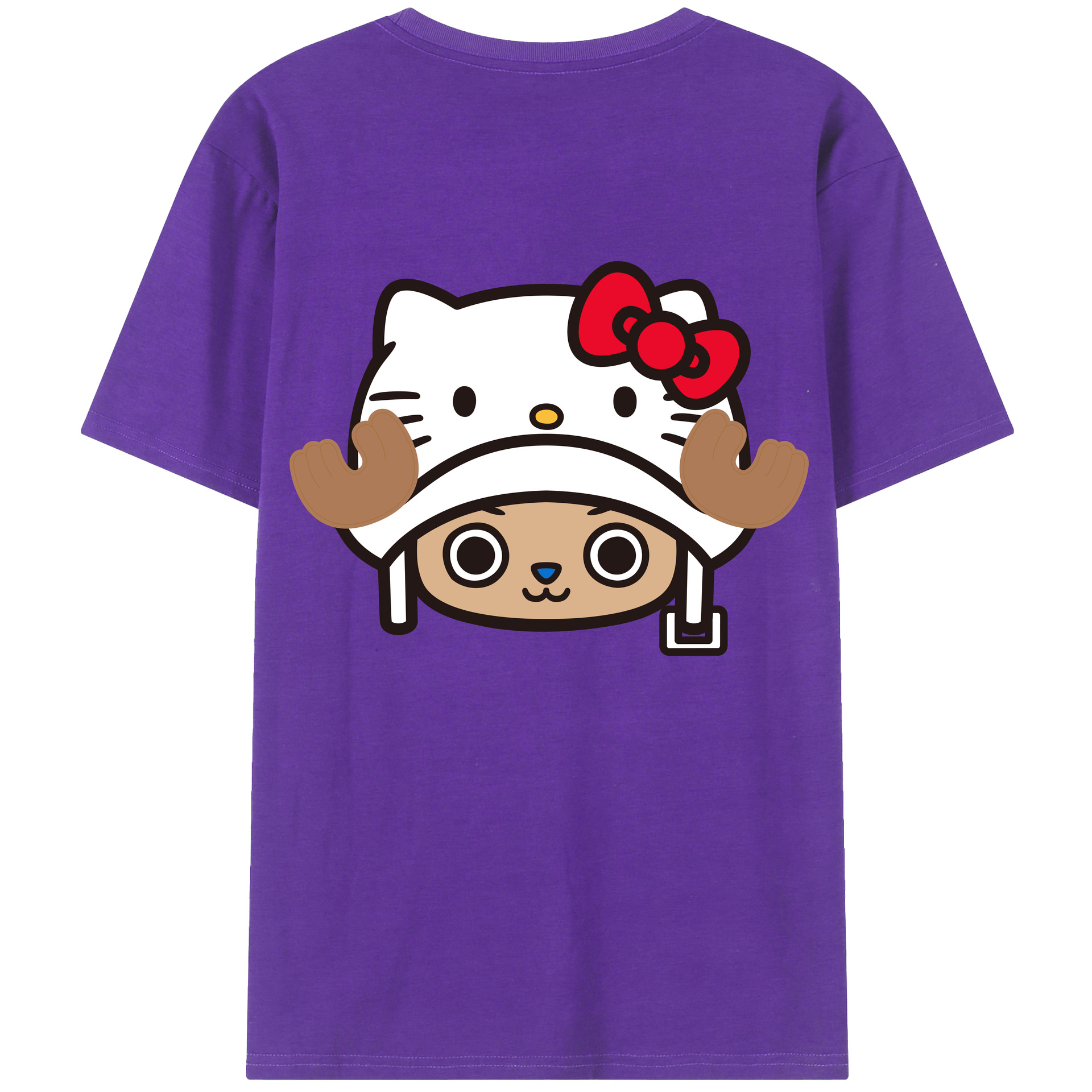 （画像用） Hello Kitty ハローキティ 綿100％ メンズ半袖Tシャツ（バックプリント） 通気性