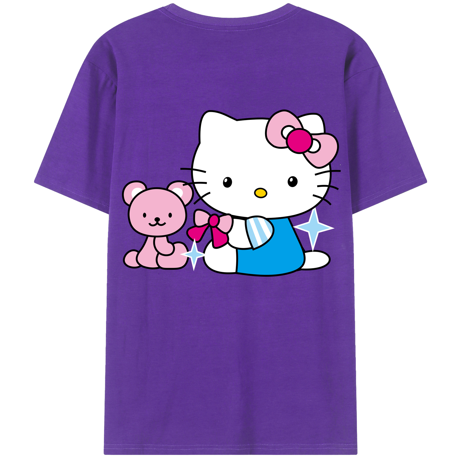 （画像用） Hello Kitty ハローキティ 綿100％ メンズ半袖Tシャツ（バックプリント） 通気性