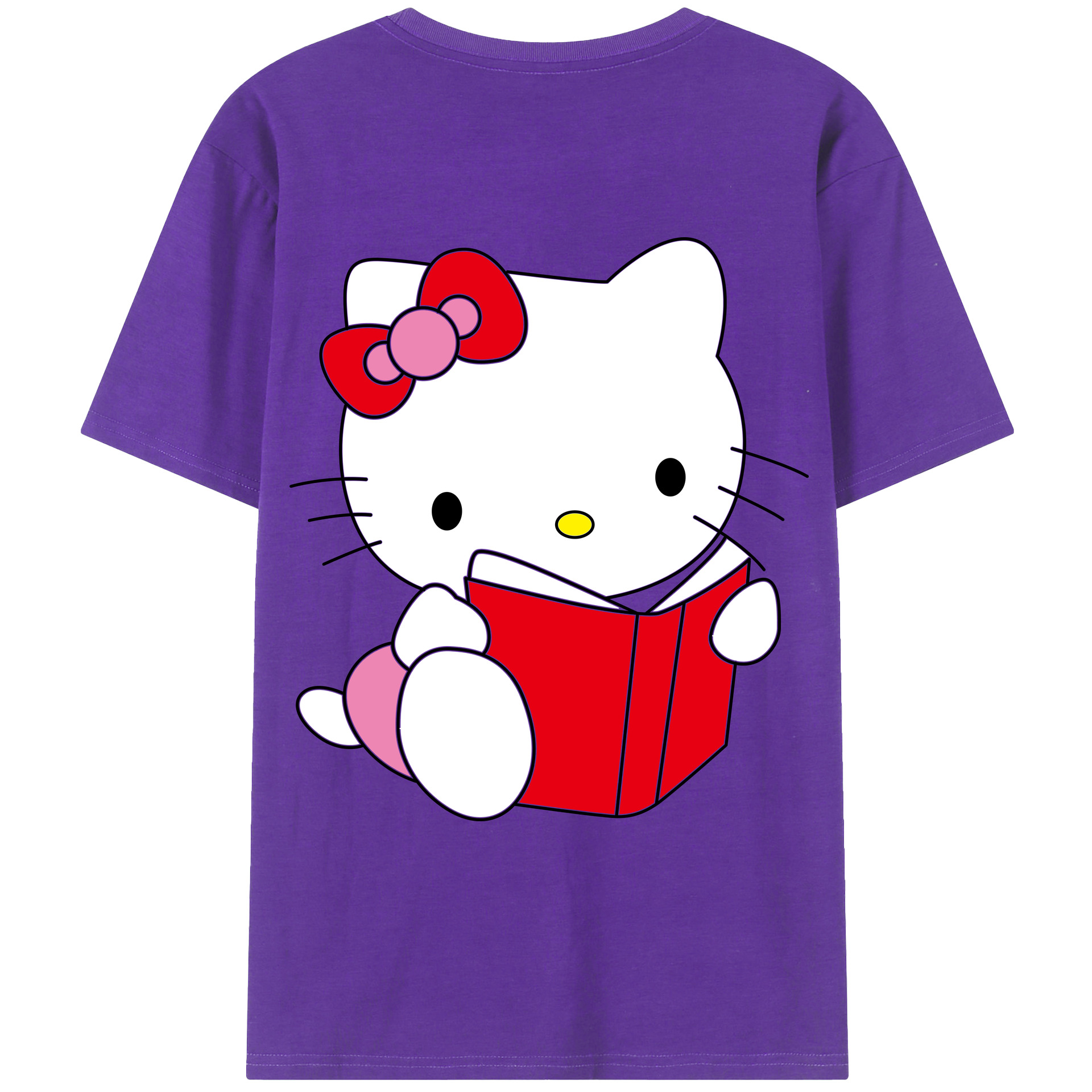 （画像用） Hello Kitty ハローキティ 綿100％ メンズ半袖Tシャツ（バックプリント） 通気性