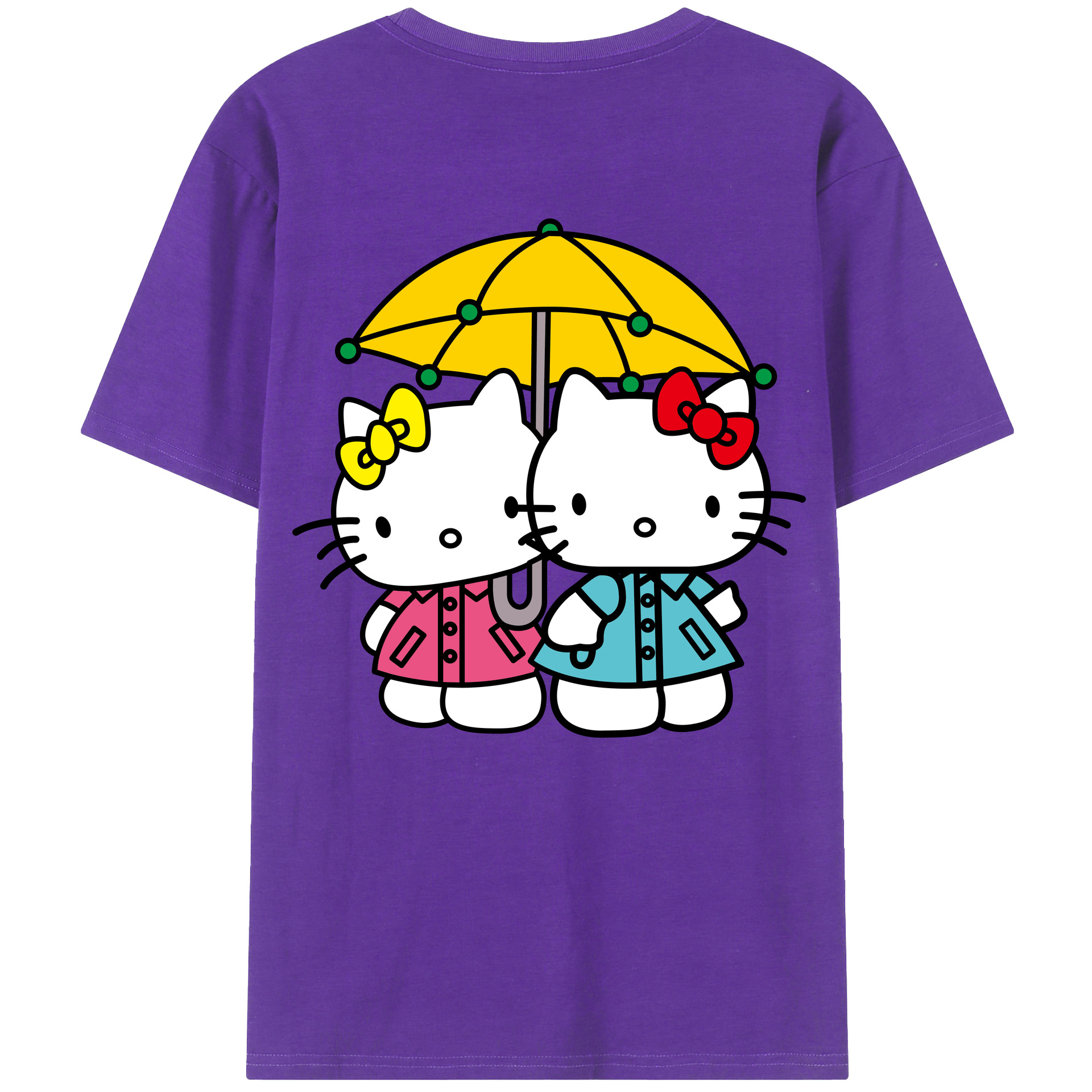 （画像用） Hello Kitty ハローキティ 綿100％ メンズ半袖Tシャツ（バックプリント） 通気性