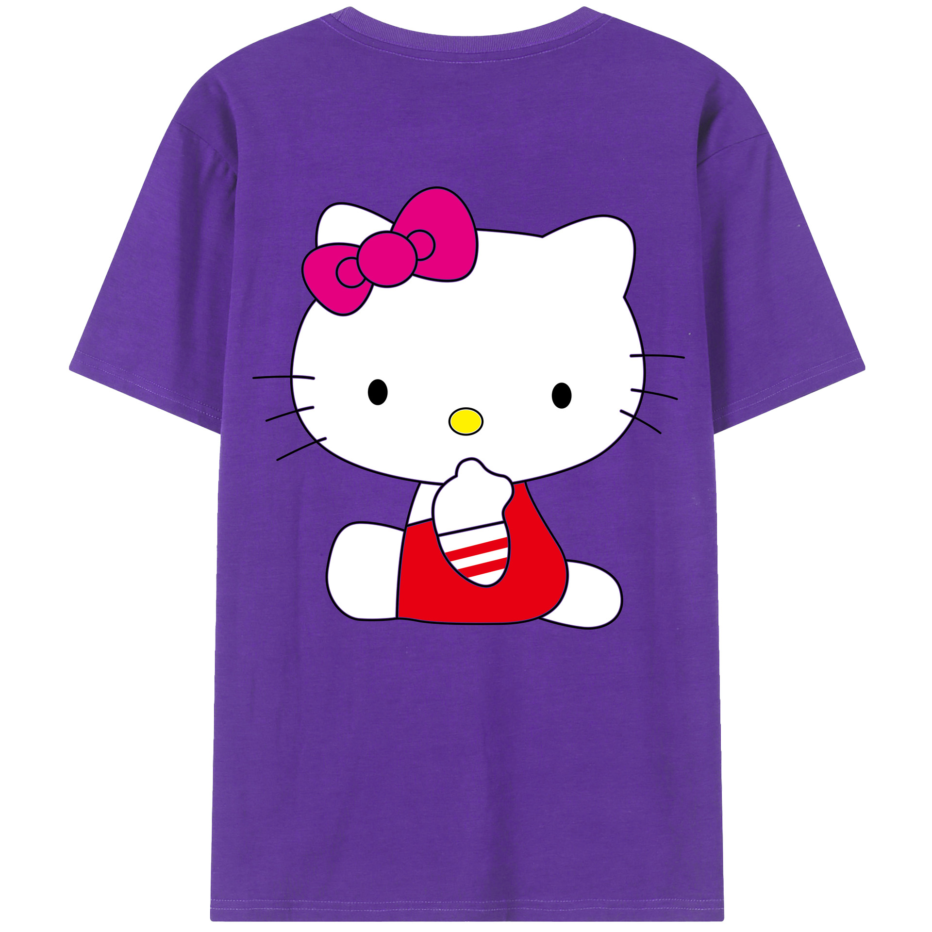 （画像用） Hello Kitty ハローキティ 綿100％ メンズ半袖Tシャツ（バックプリント） 通気性