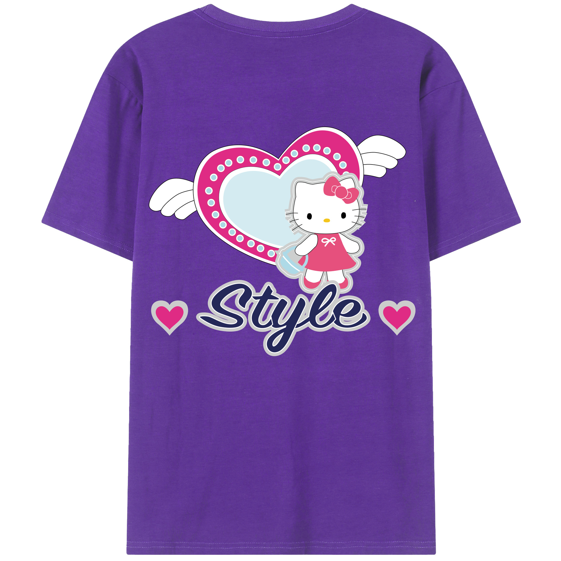 （画像用） Hello Kitty ハローキティ 綿100％ メンズ半袖Tシャツ（バックプリント） 通気性