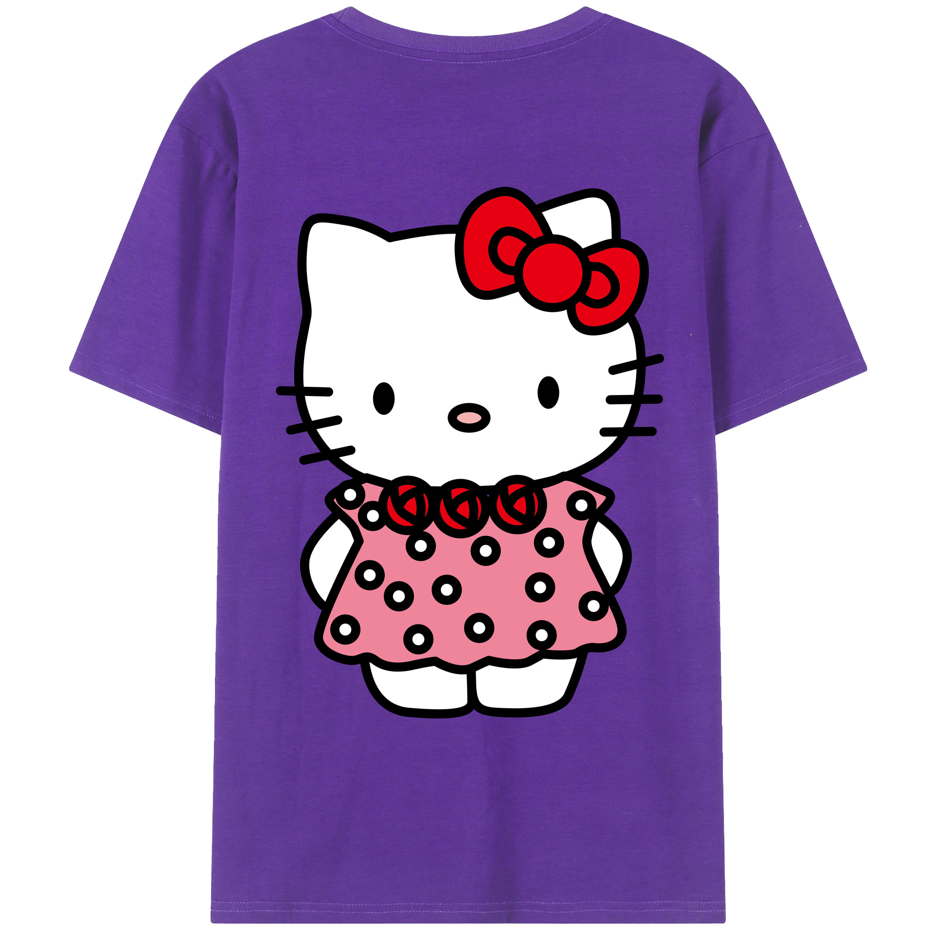 （画像用） Hello Kitty ハローキティ 綿100％ メンズ半袖Tシャツ（バックプリント） 通気性