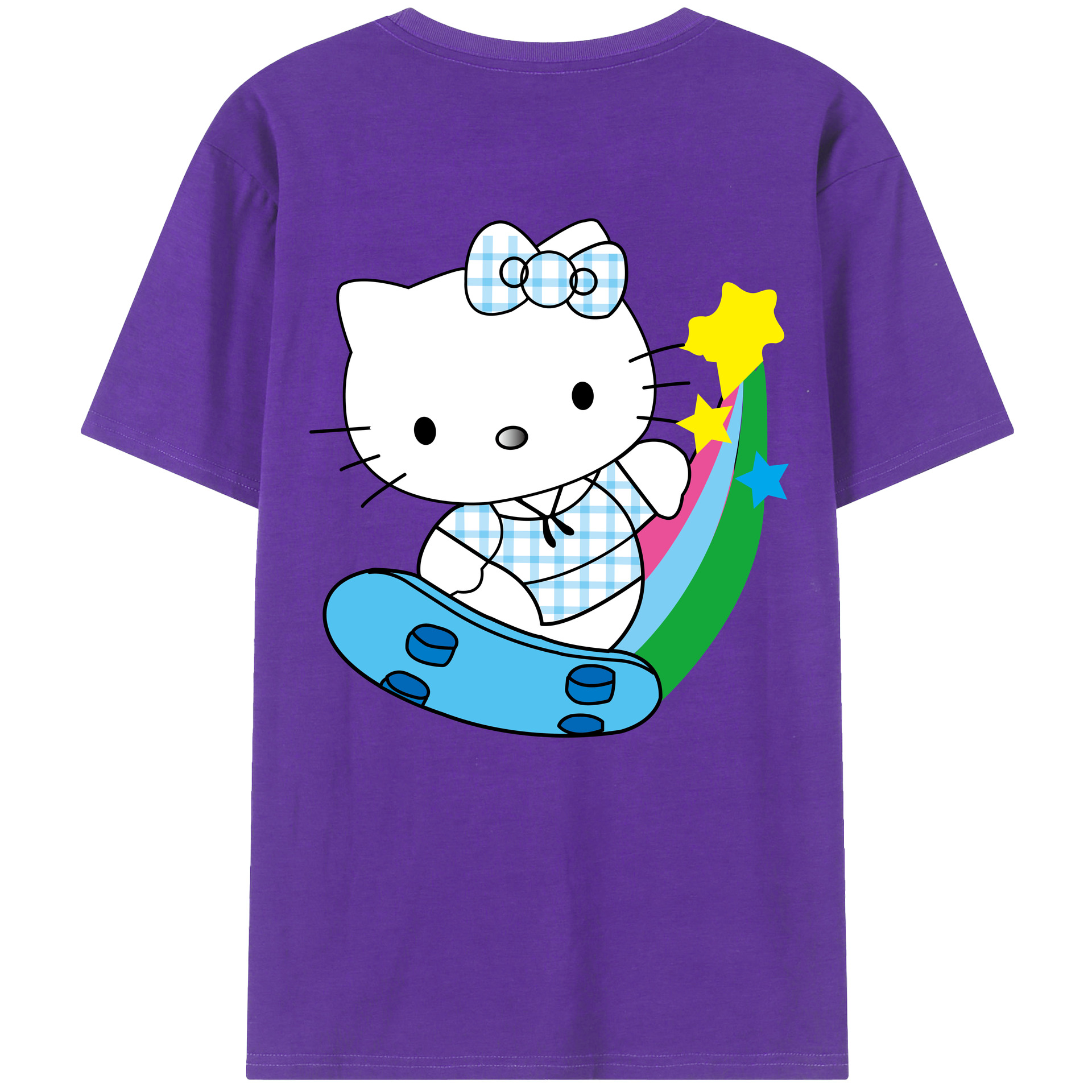 （画像用） Hello Kitty ハローキティ 綿100％ メンズ半袖Tシャツ（バックプリント） 通気性