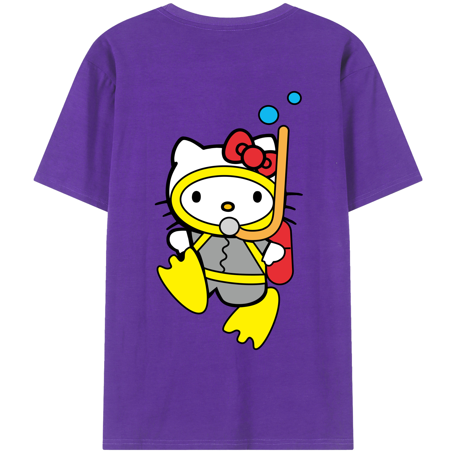 （画像用） Hello Kitty ハローキティ 綿100％ メンズ半袖Tシャツ（バックプリント） 通気性