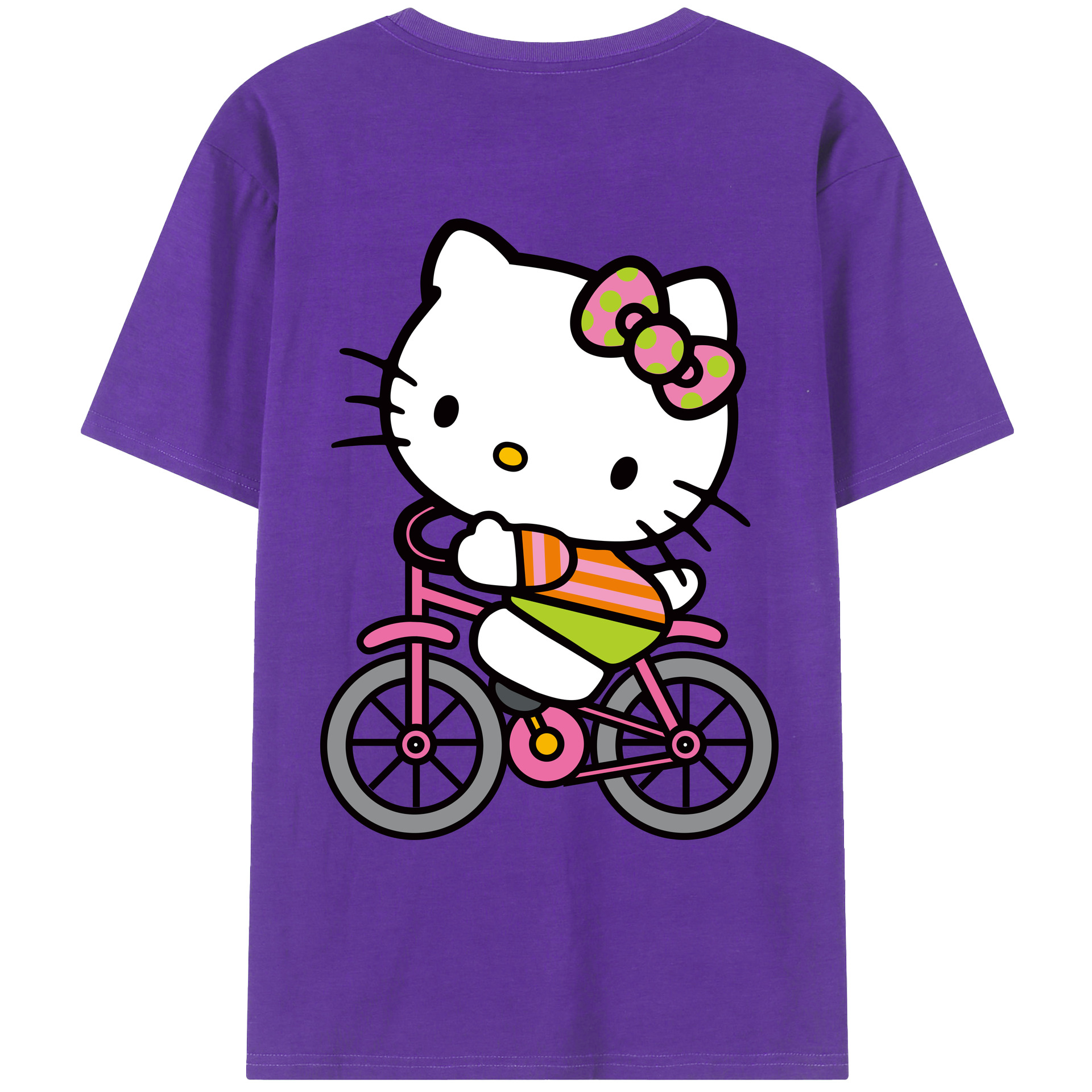 （画像用） Hello Kitty ハローキティ 綿100％ メンズ半袖Tシャツ（バックプリント） 通気性