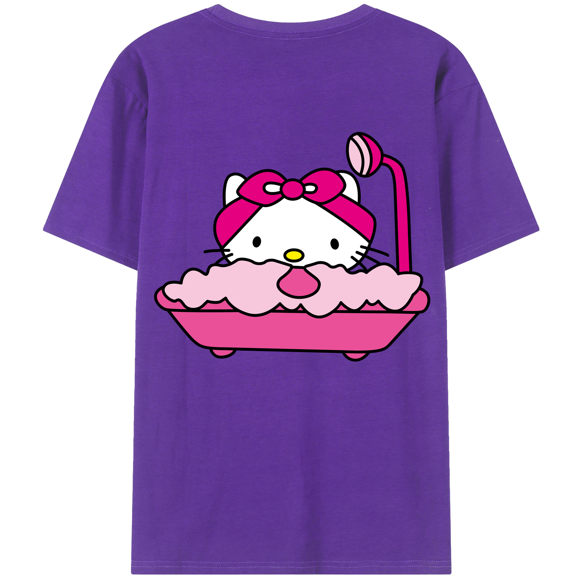 （画像用） Hello Kitty ハローキティ 綿100％ メンズ半袖Tシャツ（バックプリント） 通気性