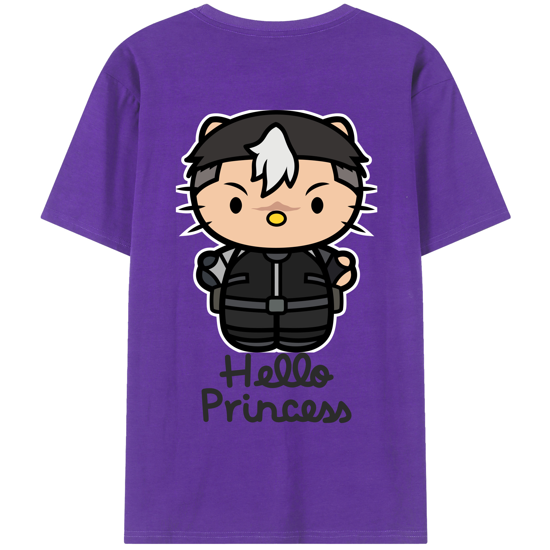 （画像用） Hello Kitty ハローキティ 綿100％ メンズ半袖Tシャツ（バックプリント） 通気性