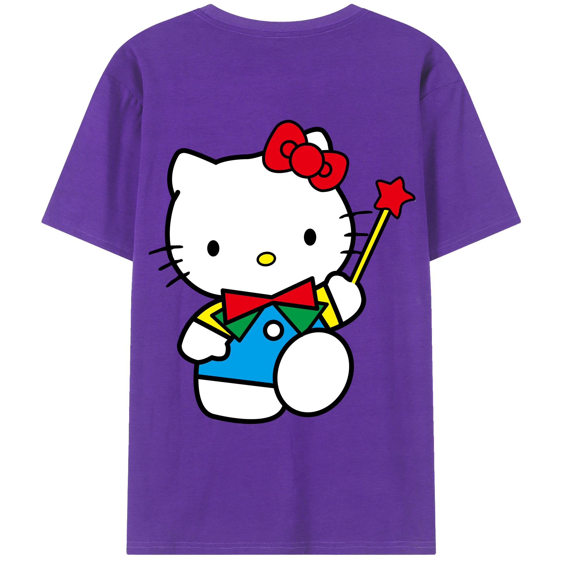 （画像用） Hello Kitty ハローキティ 綿100％ メンズ半袖Tシャツ（バックプリント） 通気性