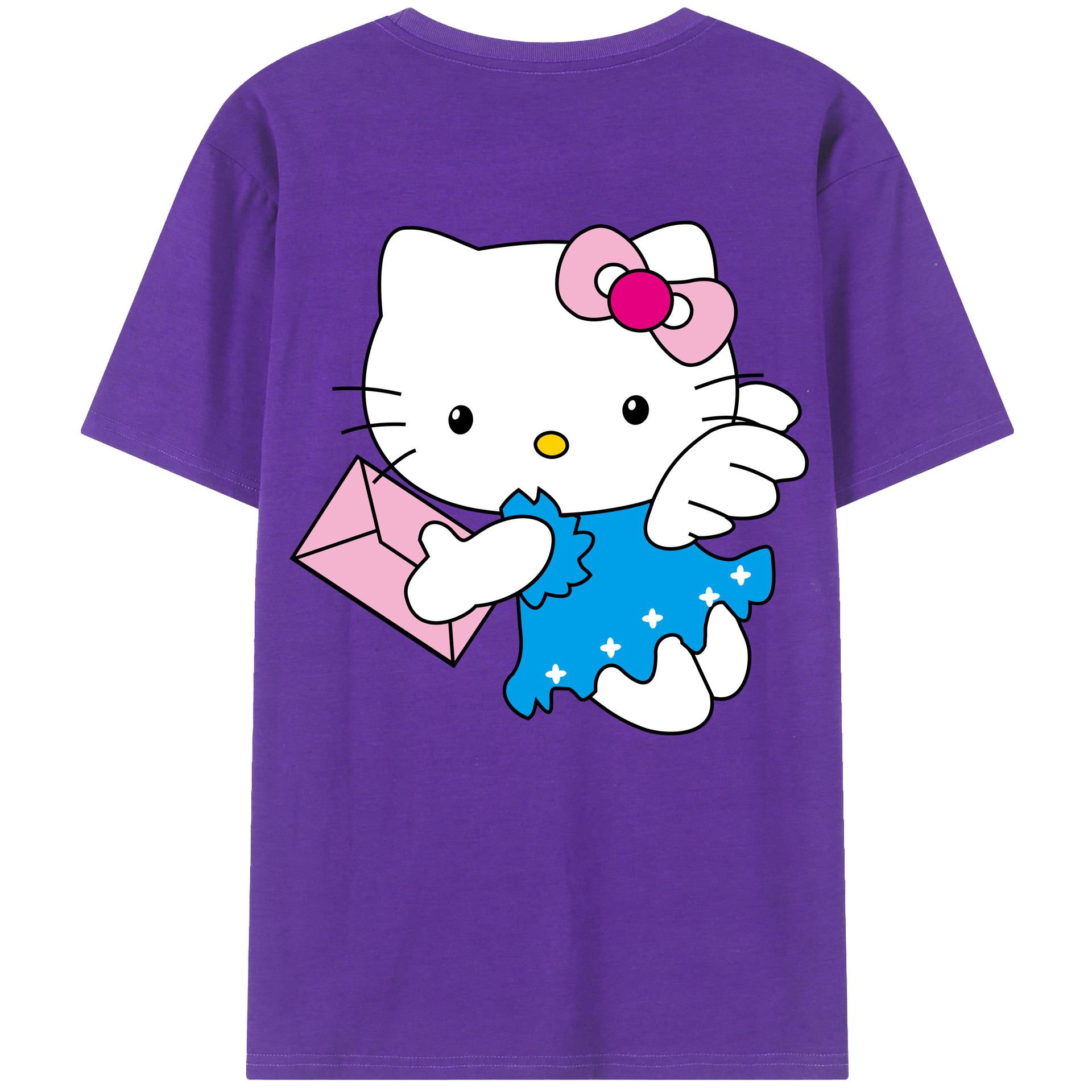（画像用） Hello Kitty ハローキティ 綿100％ メンズ半袖Tシャツ（バックプリント） 通気性
