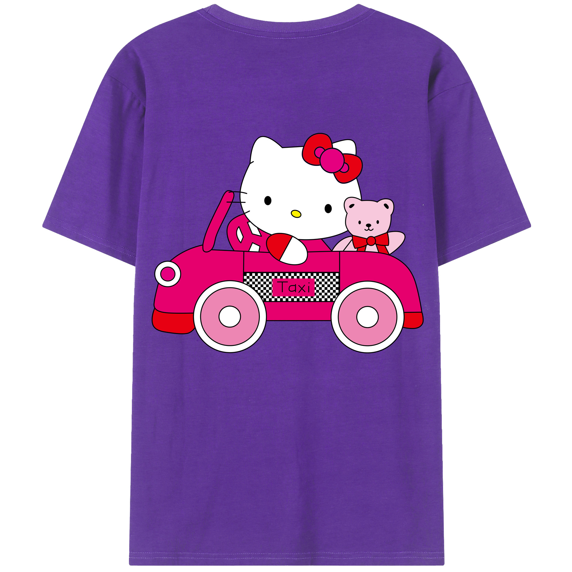 （画像用） Hello Kitty ハローキティ 綿100％ メンズ半袖Tシャツ（バックプリント） 通気性