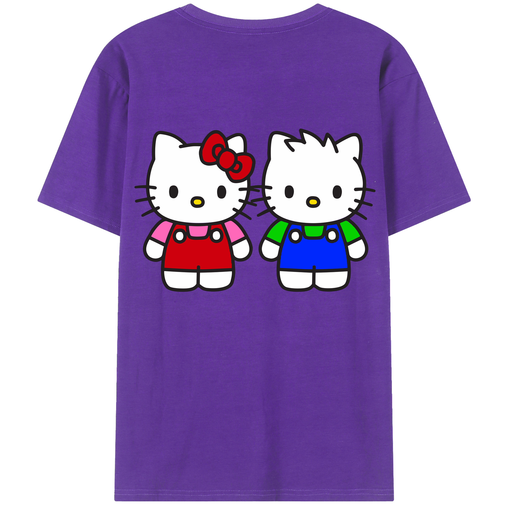 （画像用） Hello Kitty ハローキティ 綿100％ メンズ半袖Tシャツ（バックプリント） 通気性