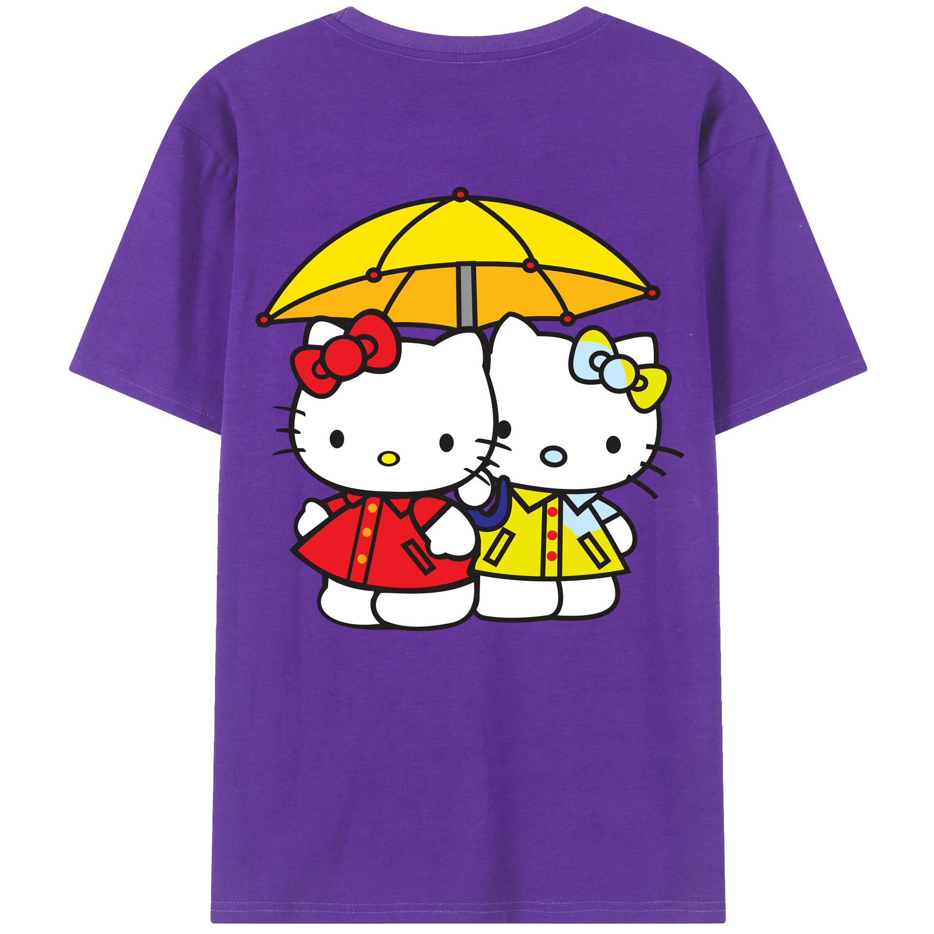 （画像用） Hello Kitty ハローキティ 綿100％ メンズ半袖Tシャツ（バックプリント） 通気性