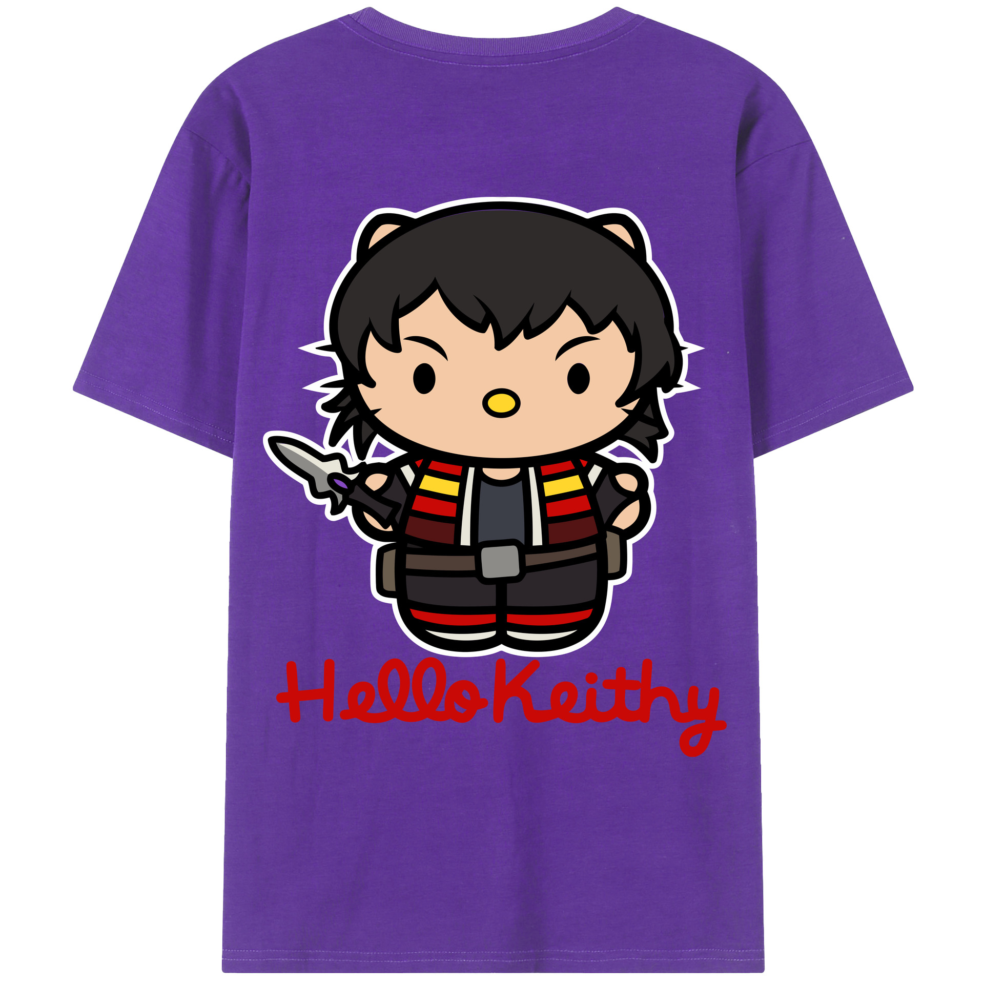 （画像用） Hello Kitty ハローキティ 綿100％ メンズ半袖Tシャツ（バックプリント） 通気性