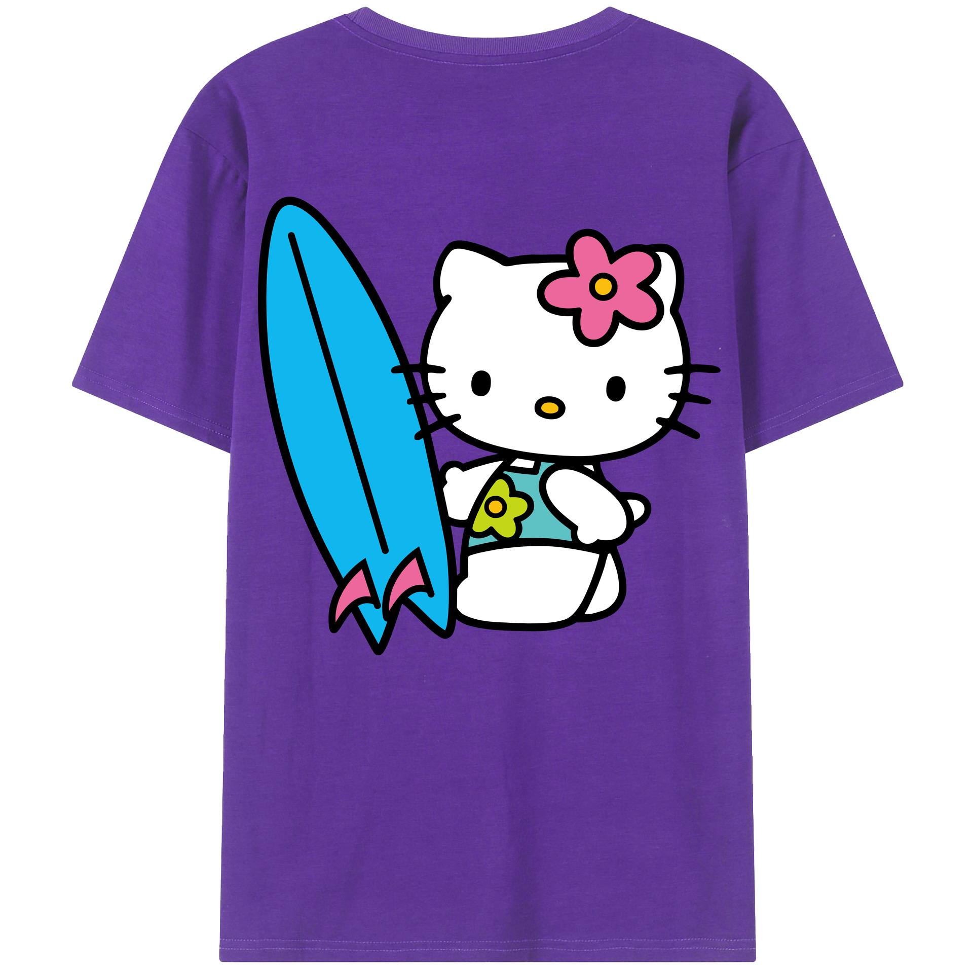 （画像用） Hello Kitty ハローキティ 綿100％ メンズ半袖Tシャツ（バックプリント） 通気性