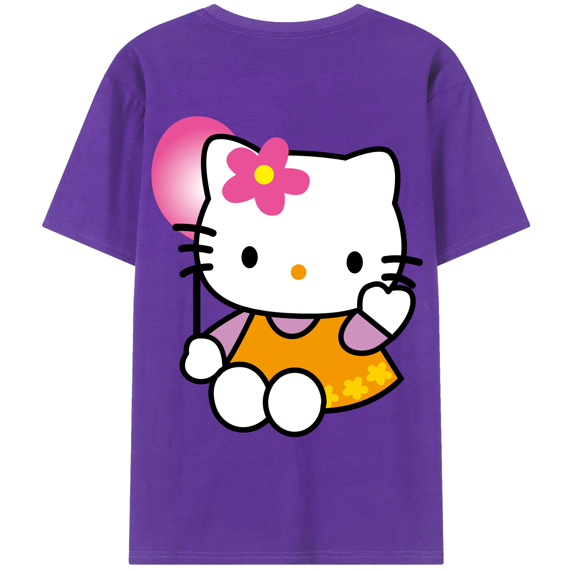 （画像用） Hello Kitty ハローキティ 綿100％ メンズ半袖Tシャツ（バックプリント） 通気性
