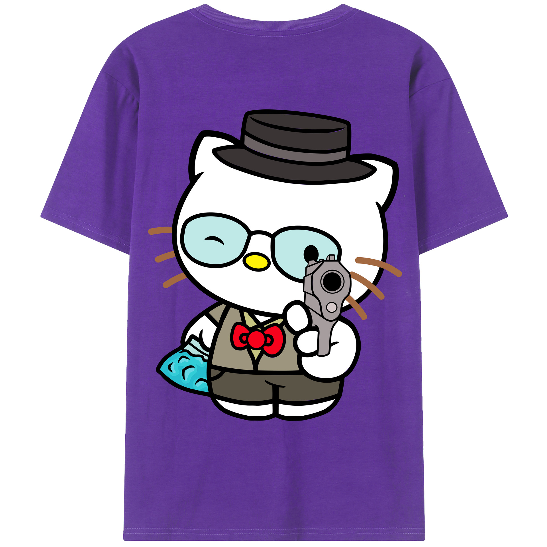 （画像用） Hello Kitty ハローキティ 綿100％ メンズ半袖Tシャツ（バックプリント） 通気性