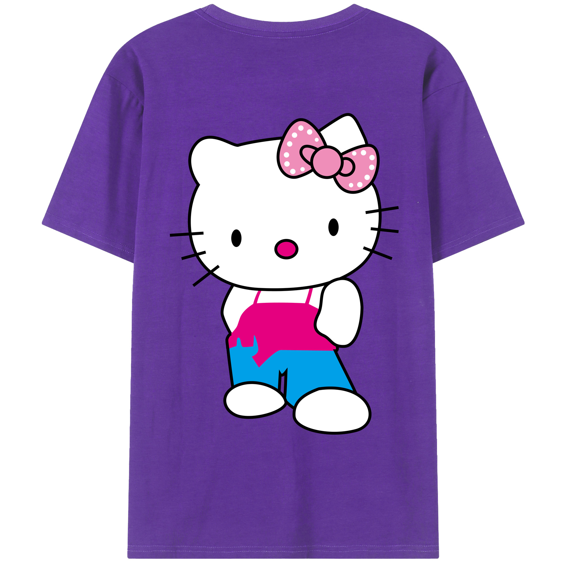 （画像用） Hello Kitty ハローキティ 綿100％ メンズ半袖Tシャツ（バックプリント） 通気性