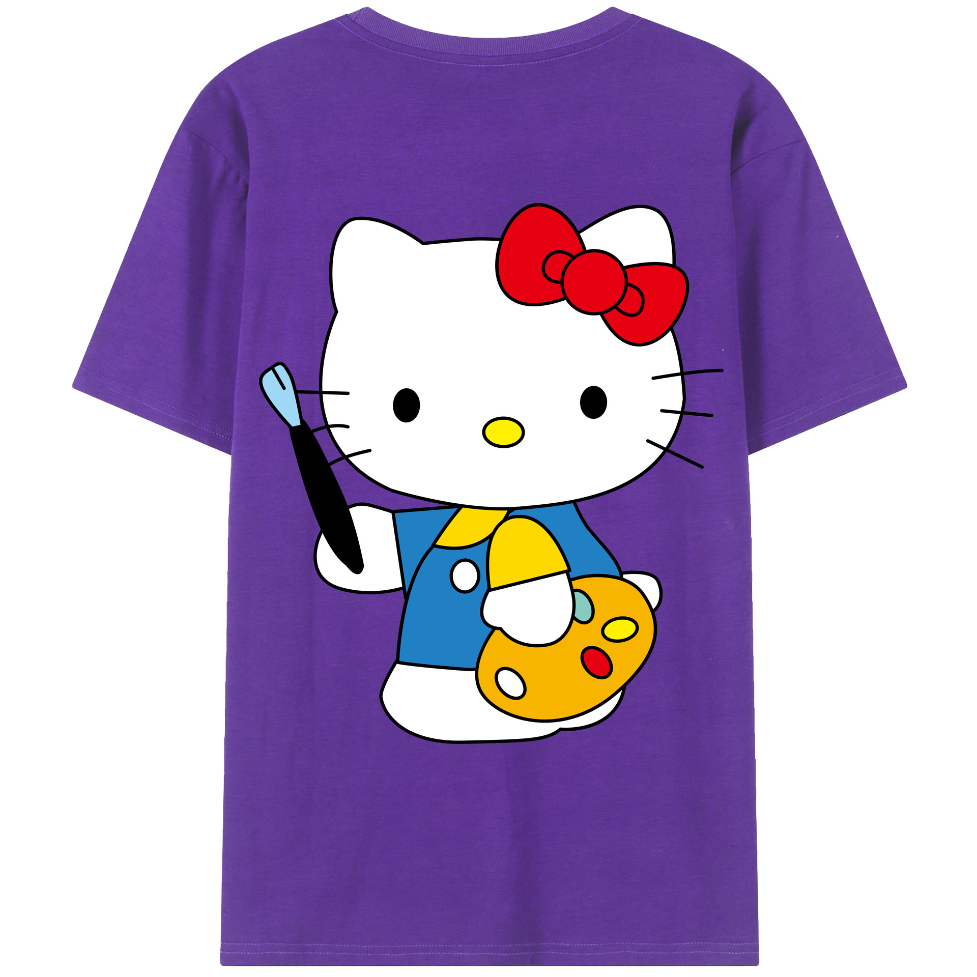 （画像用） Hello Kitty ハローキティ 綿100％ メンズ半袖Tシャツ（バックプリント） 通気性