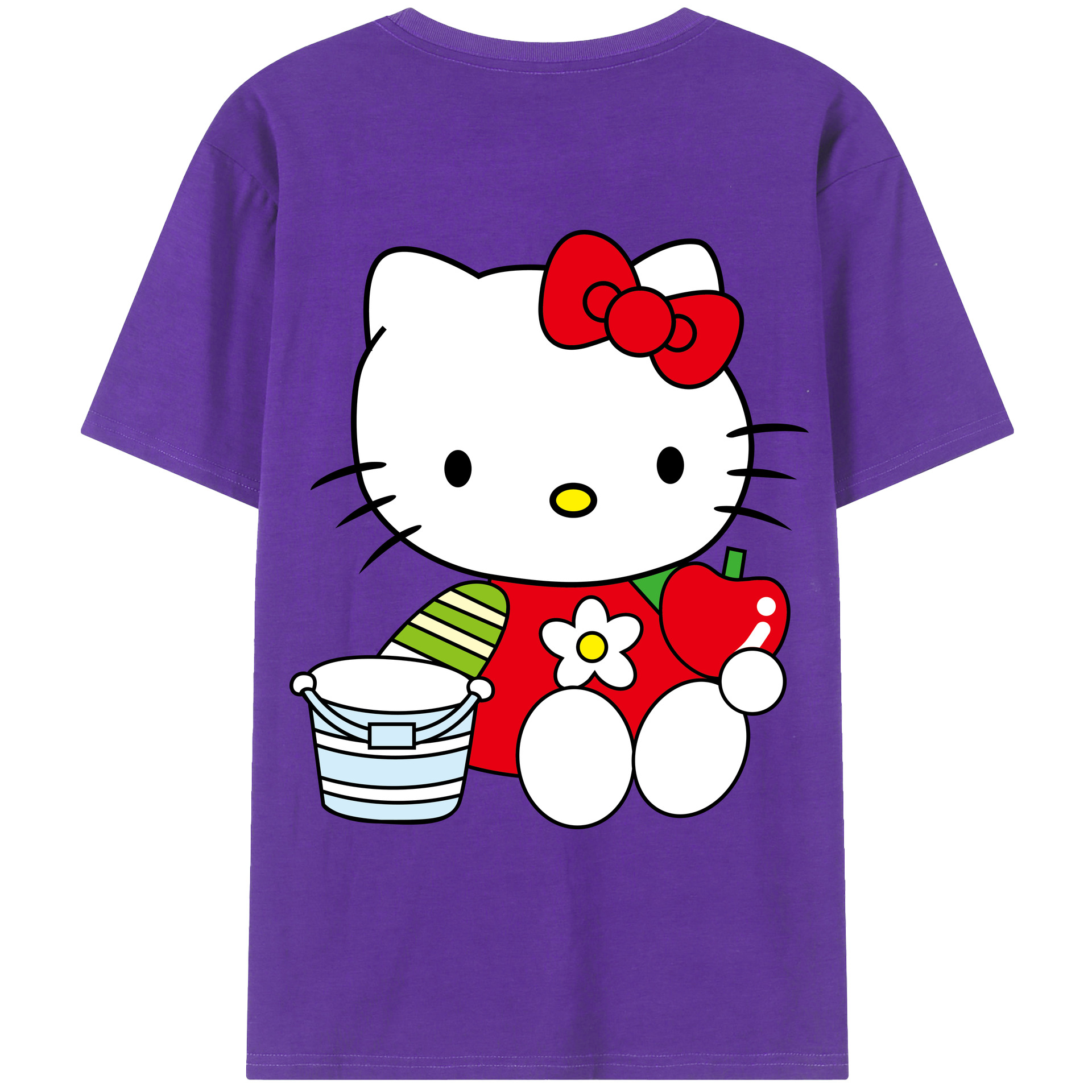（画像用） Hello Kitty ハローキティ 綿100％ メンズ半袖Tシャツ（バックプリント） 通気性