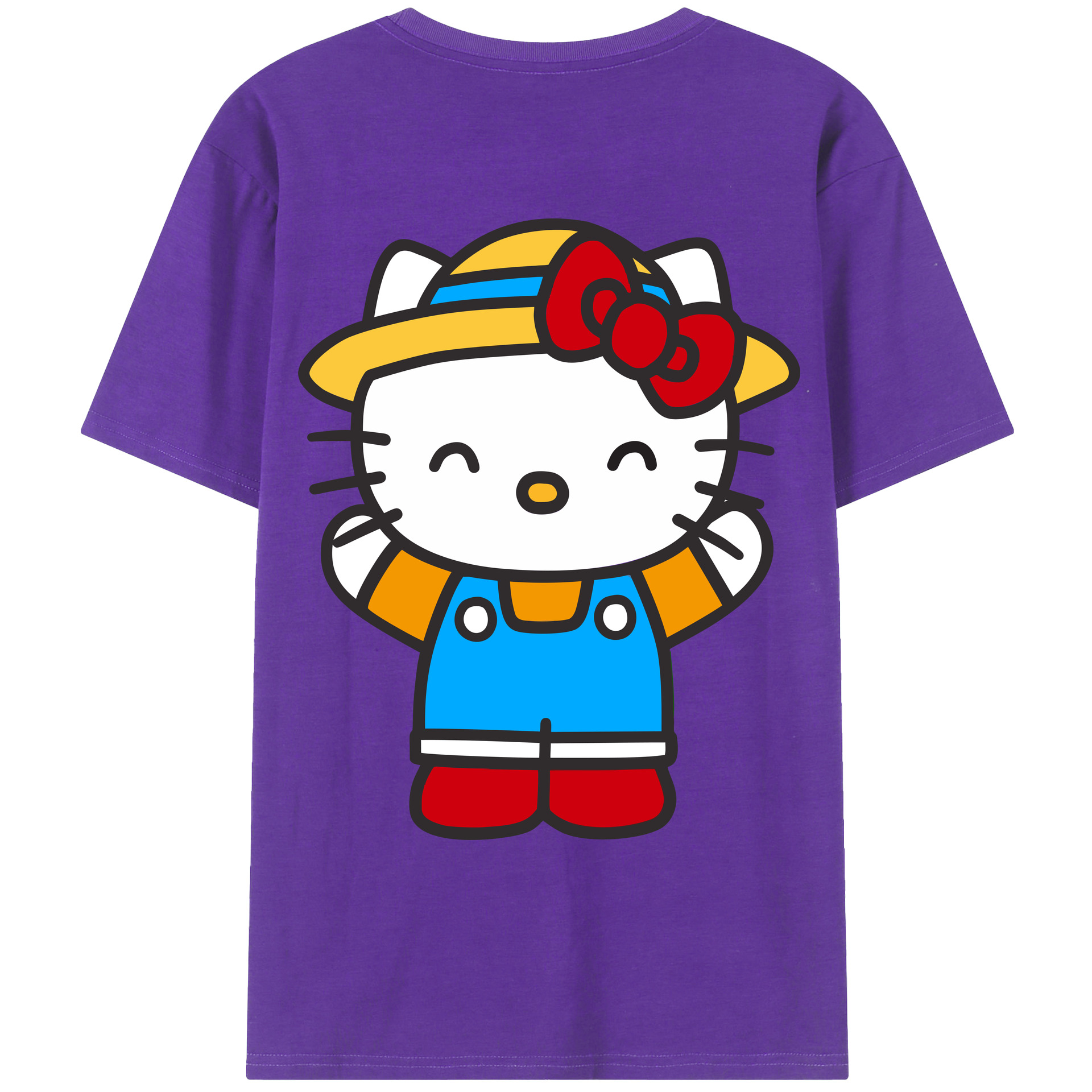 （画像用） Hello Kitty ハローキティ 綿100％ メンズ半袖Tシャツ（バックプリント） 通気性
