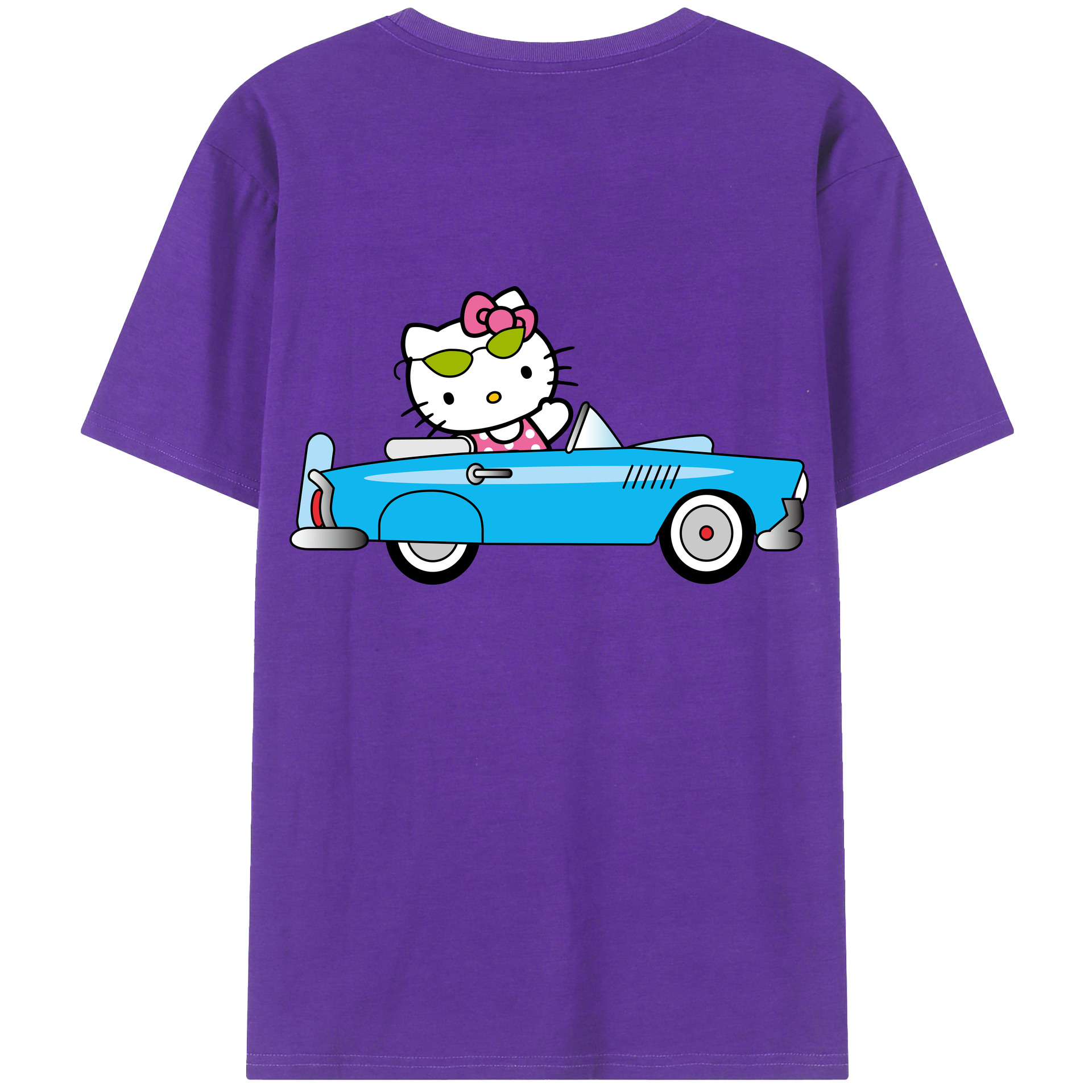 （画像用） Hello Kitty ハローキティ 綿100％ メンズ半袖Tシャツ（バックプリント） 通気性