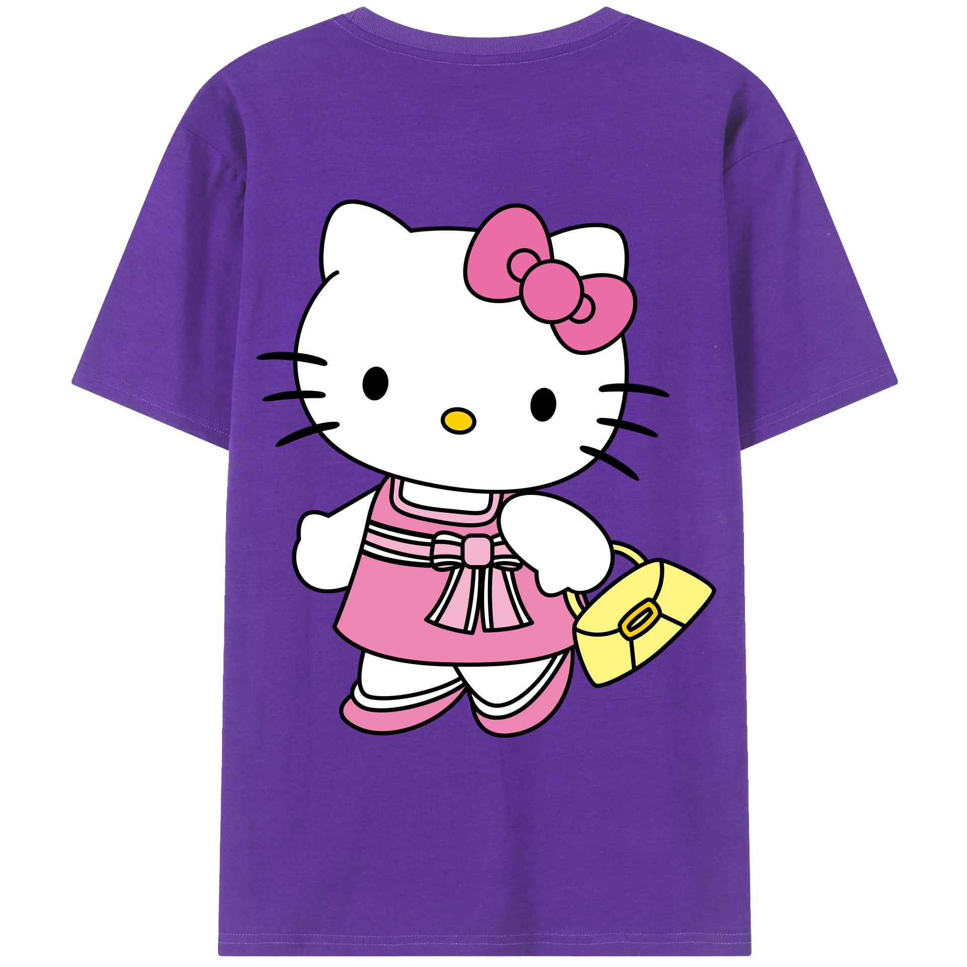 （画像用） Hello Kitty ハローキティ 綿100％ メンズ半袖Tシャツ（バックプリント） 通気性