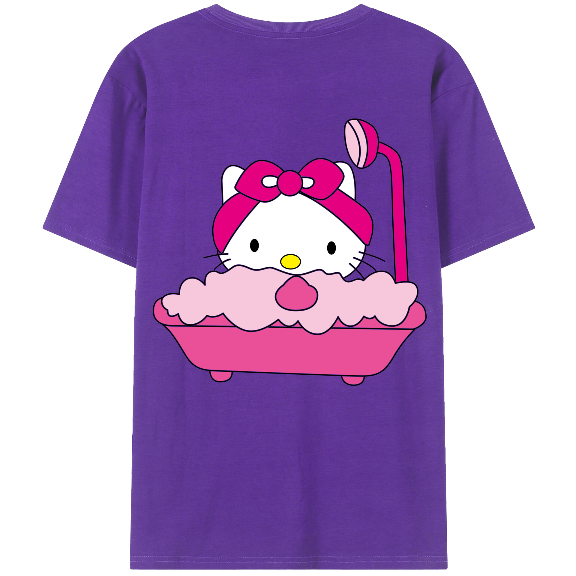 （画像用） Hello Kitty ハローキティ 綿100％ メンズ半袖Tシャツ（バックプリント） 通気性