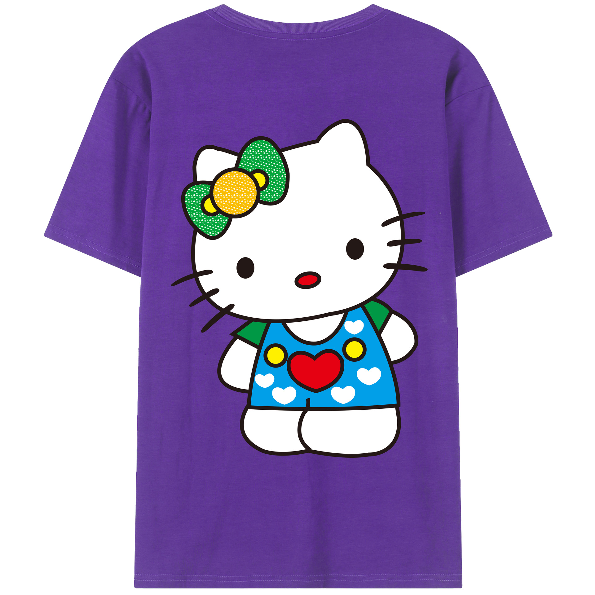 （画像用） Hello Kitty ハローキティ 綿100％ メンズ半袖Tシャツ（バックプリント） 通気性