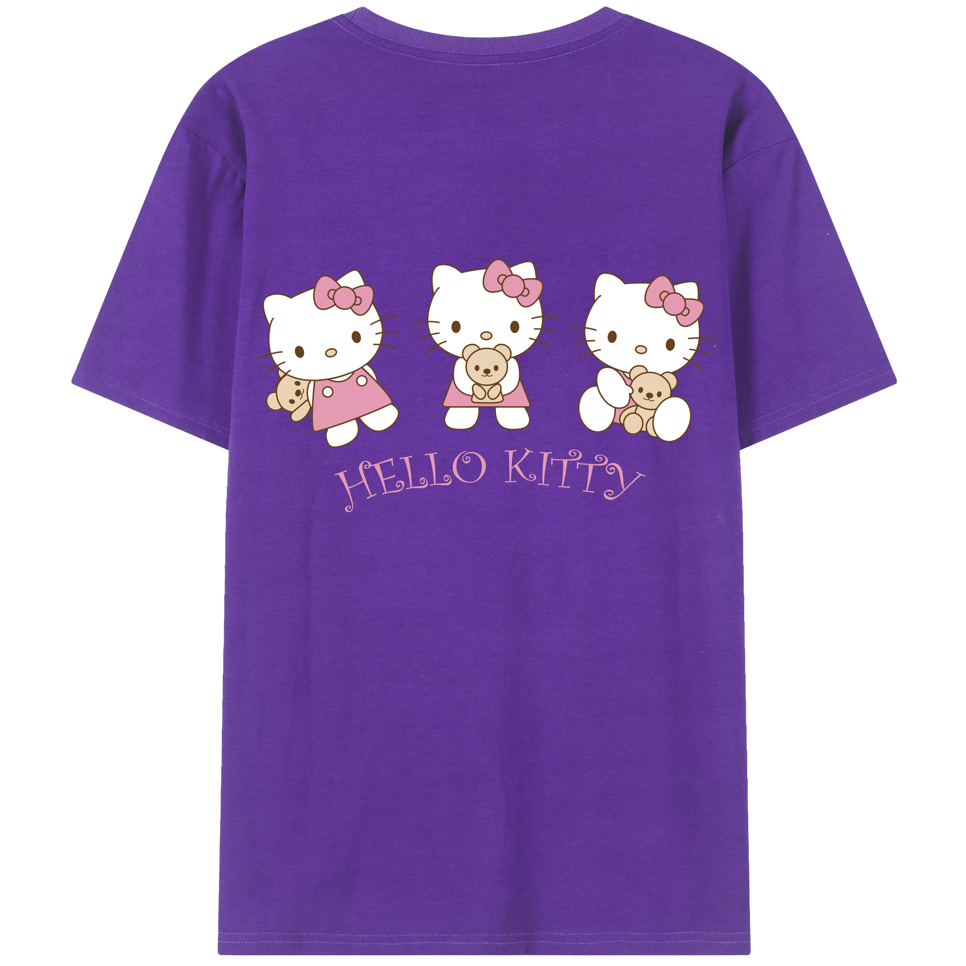 （画像用） Hello Kitty ハローキティ 綿100％ メンズ半袖Tシャツ（バックプリント） 通気性