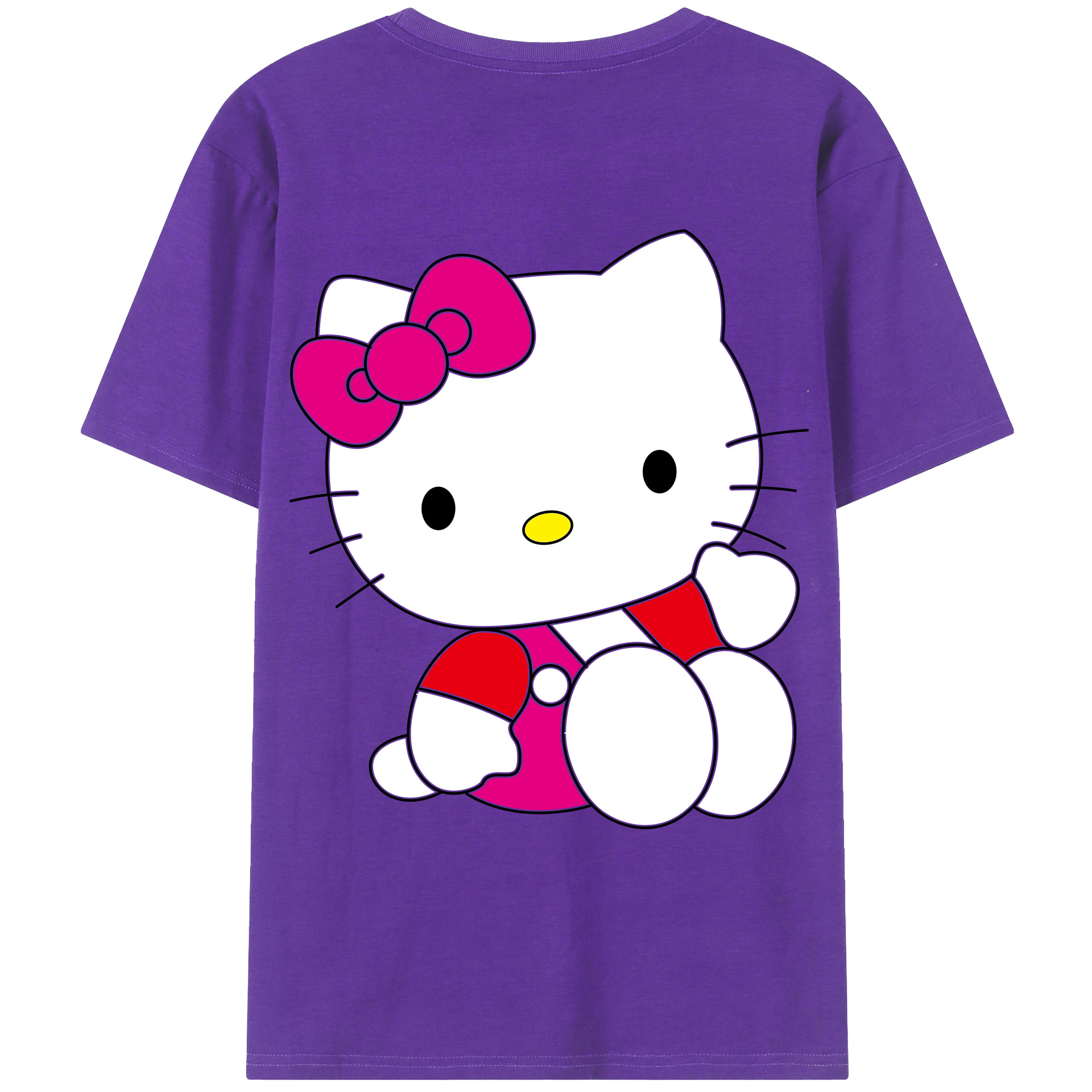 （画像用） Hello Kitty ハローキティ 綿100％ メンズ半袖Tシャツ（バックプリント） 通気性